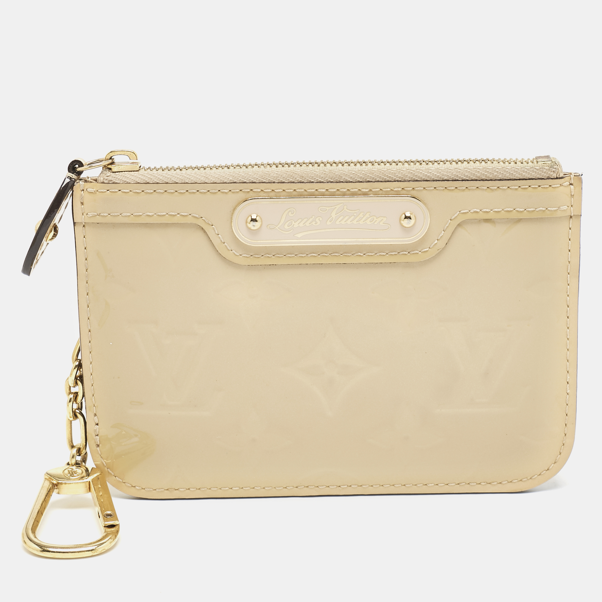 

Louis Vuitton Citrine Monogam Vernis Pochette Cles Coin Purse, Cream