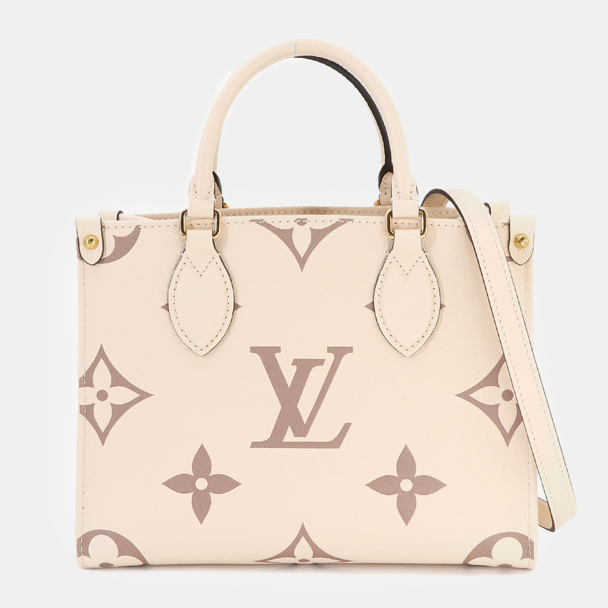 

Louis Vuitton Monogram Empreinte Leather OnTheGo PM Tote Bag, Beige