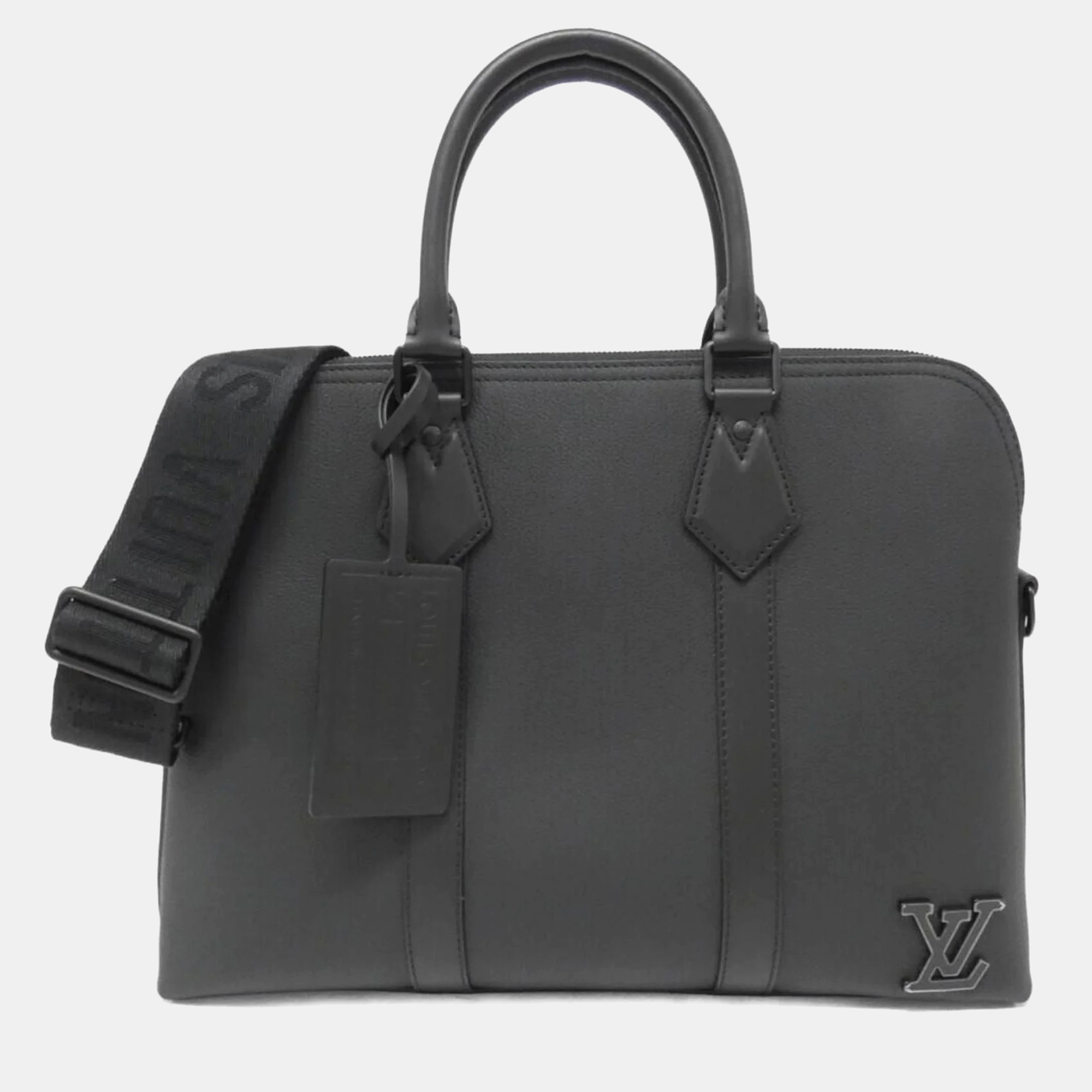 

Louis Vuitton Black Leather LV Aerogram Briefcase