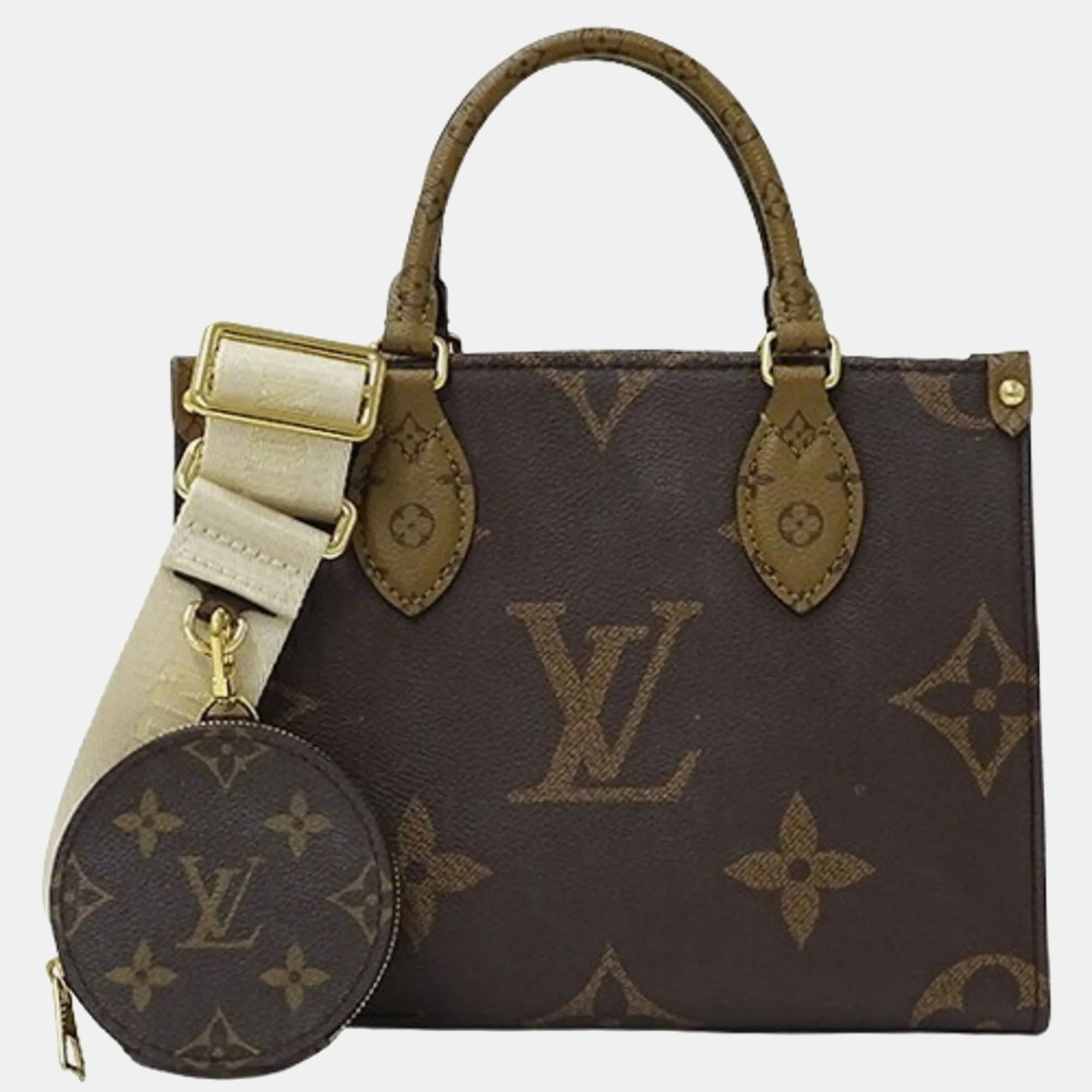 

Louis Vuitton Brown Monogram Reverse Shoulder On the Go PM Tote Bag