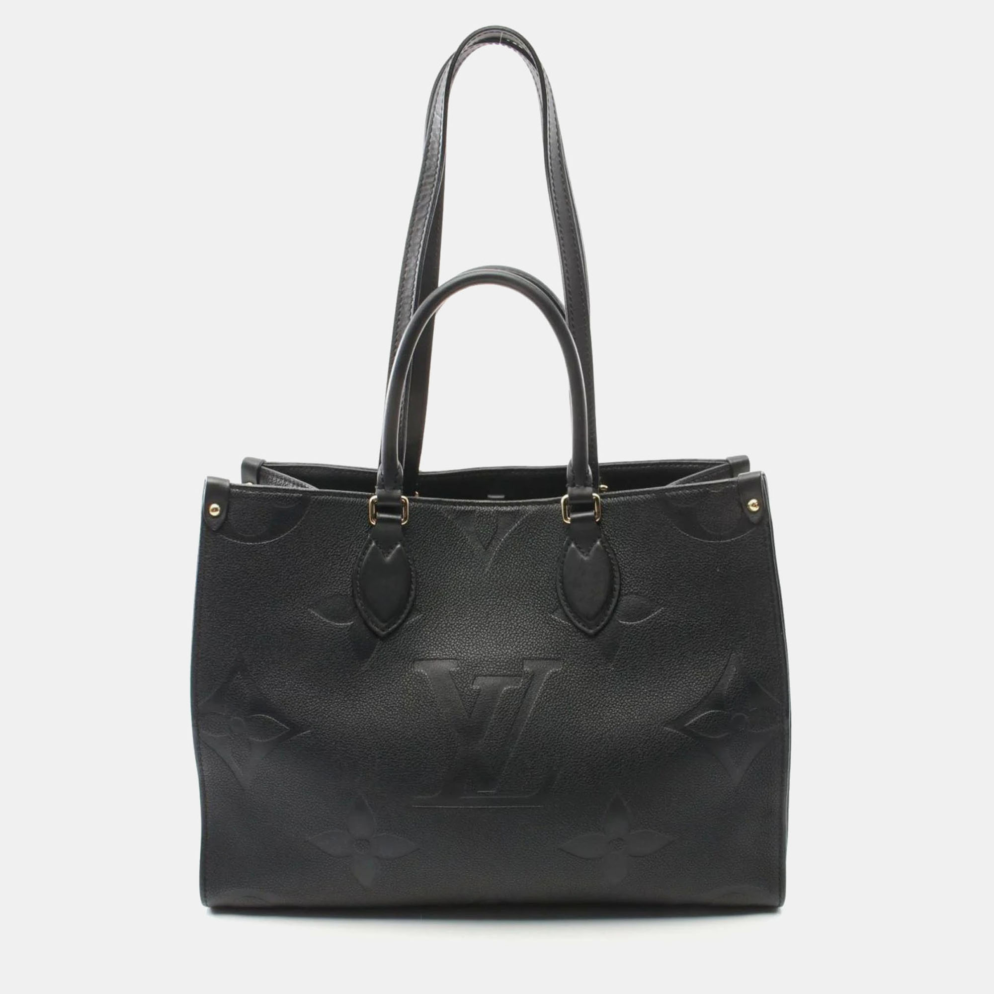 

Louis Vuitton Black Monogram Empreinte Leather On The Go Mm Tote Bag