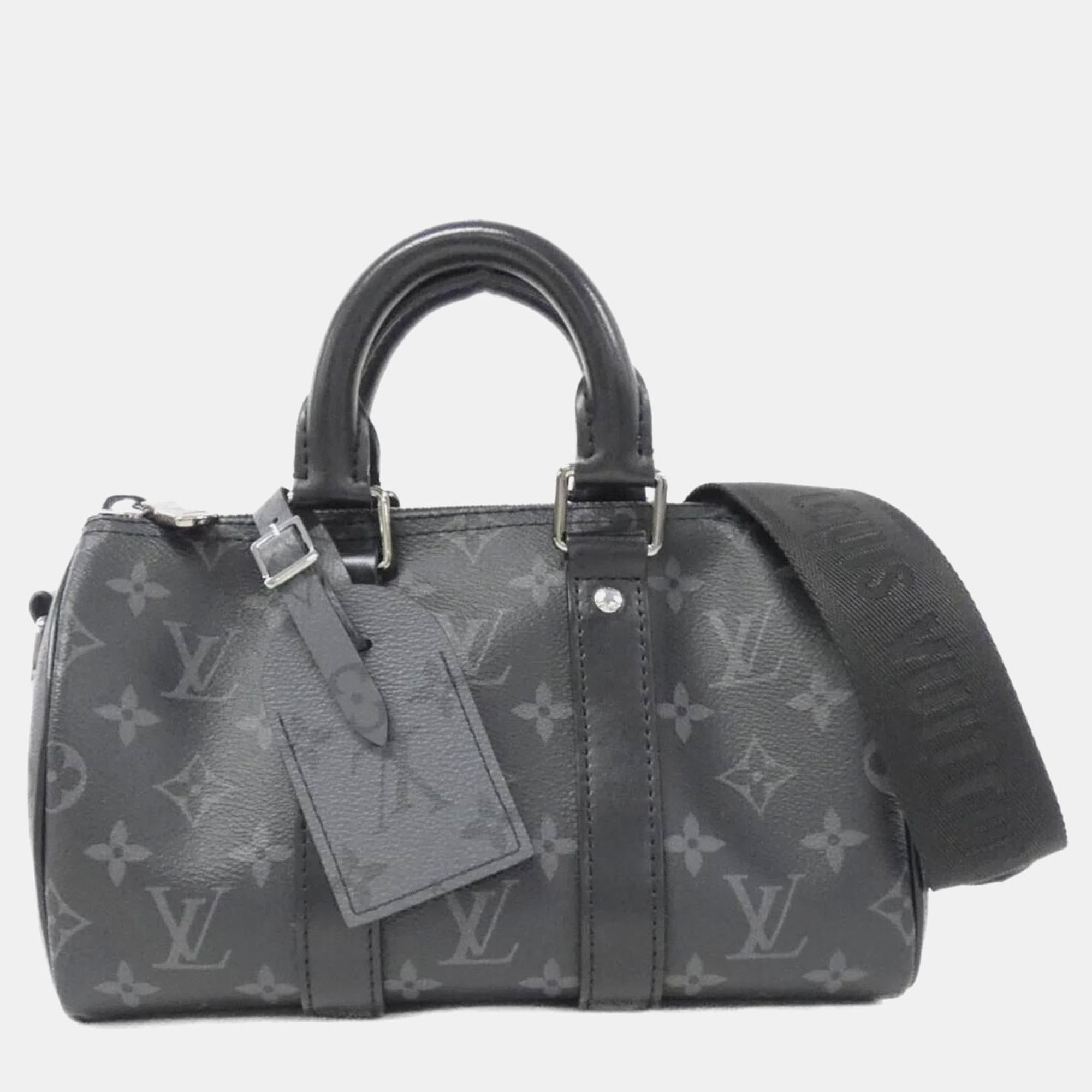 

Louis Vuitton Monogram Eclipse Reverse Keepall Bandouliere  Boston Bag, Black