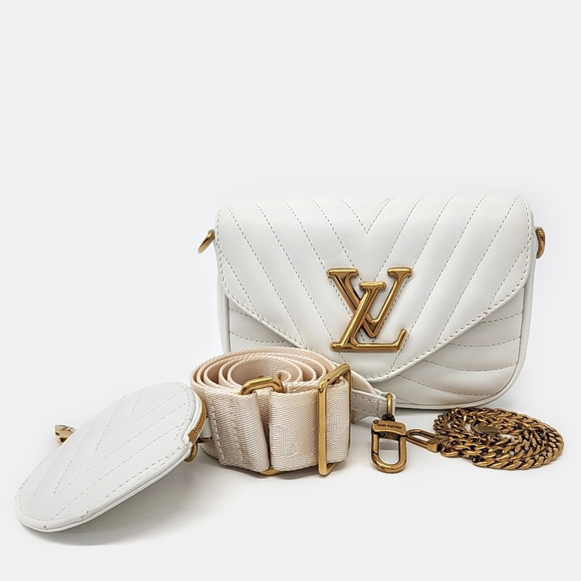 

Louis Vuitton White Leather New Wave Multi Pochette bag