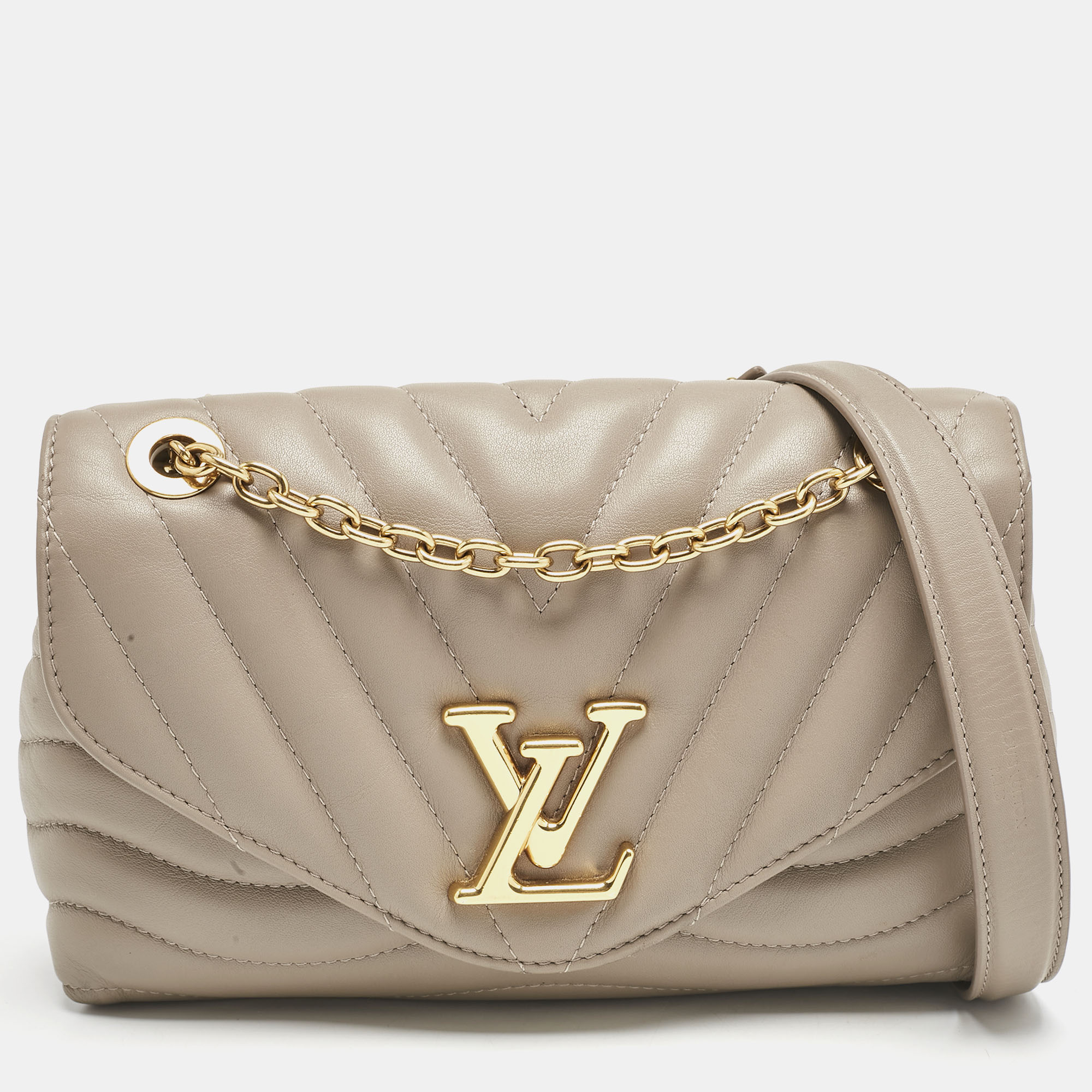 

Louis Vuitton Taupe Leather New Wave Chain MM Bag, Beige