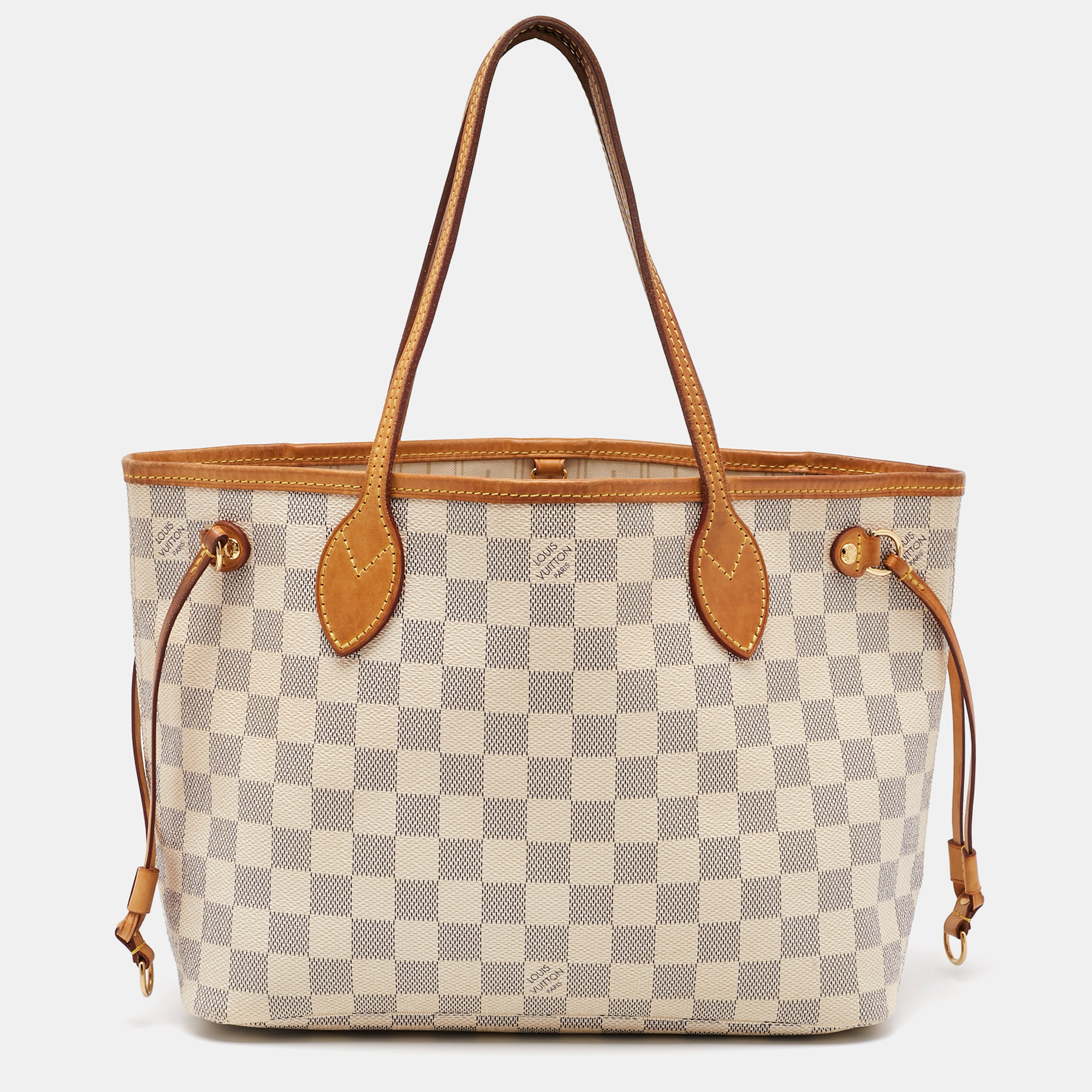 

Louis Vuitton Damier Azur Canvas Neverfull PM Bag, White