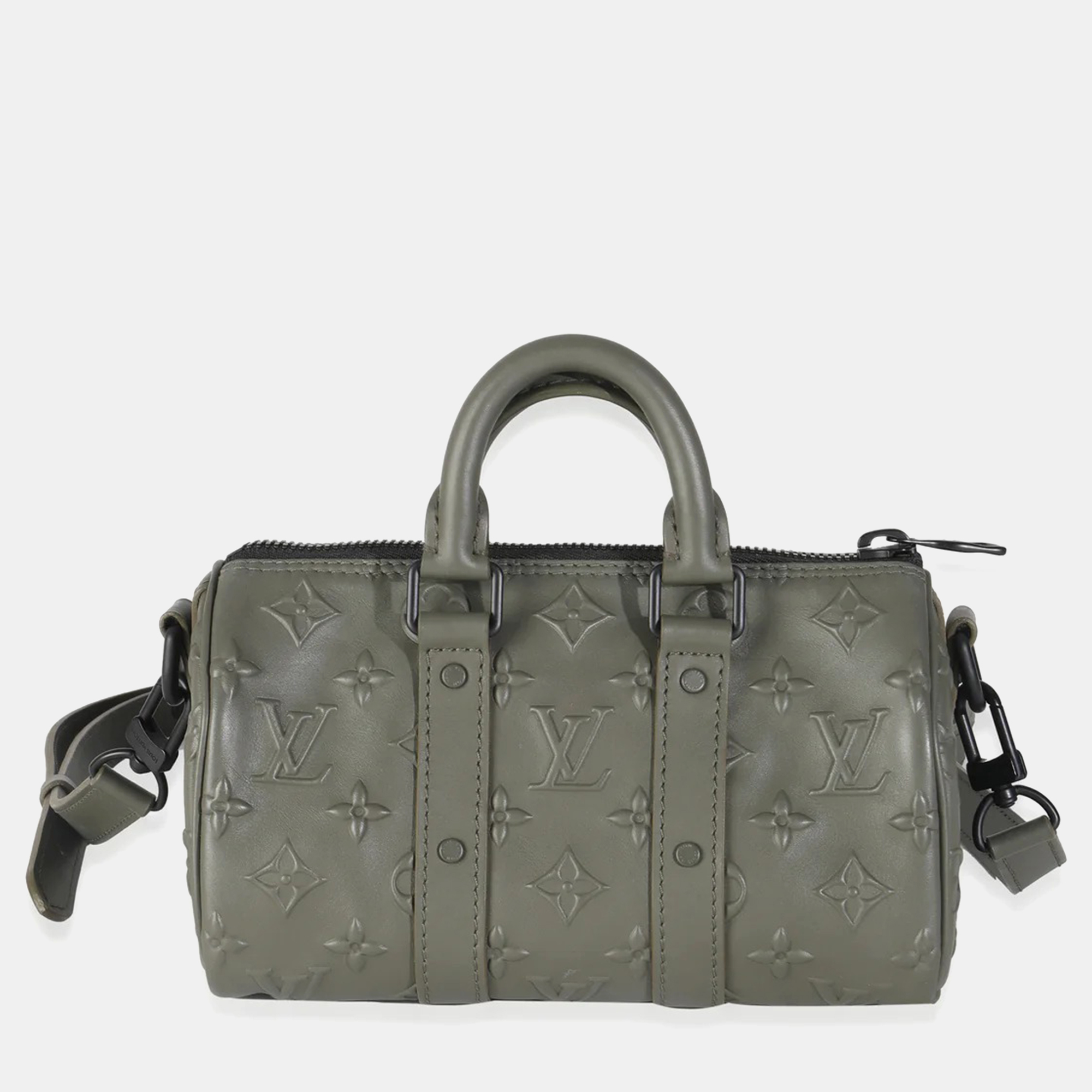 

Louis Vuitton Khaki Embossed Monogram Seal Keepall, Green