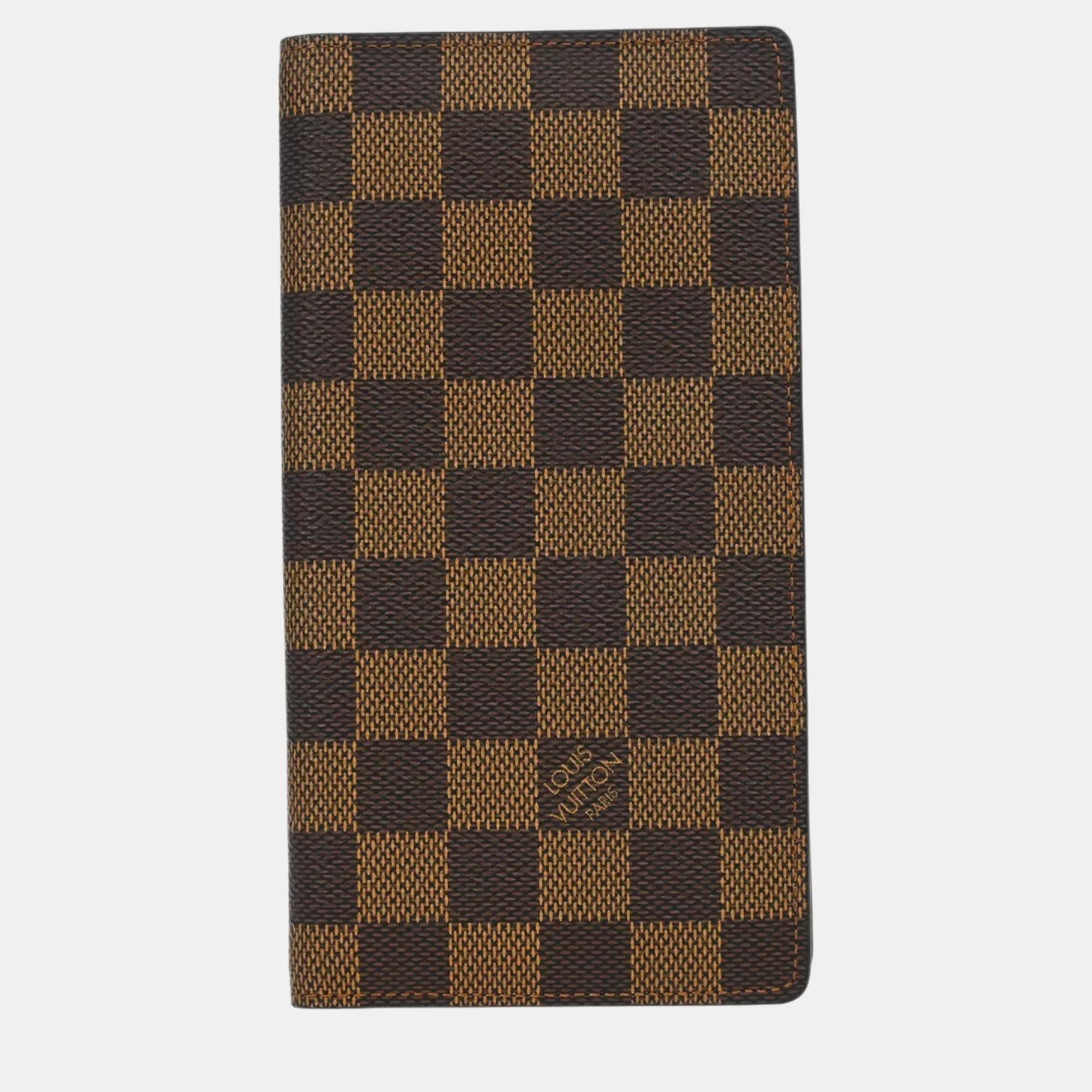 

Louis Vuitton Damier Ebene Checkbook Cover Wallet, Brown