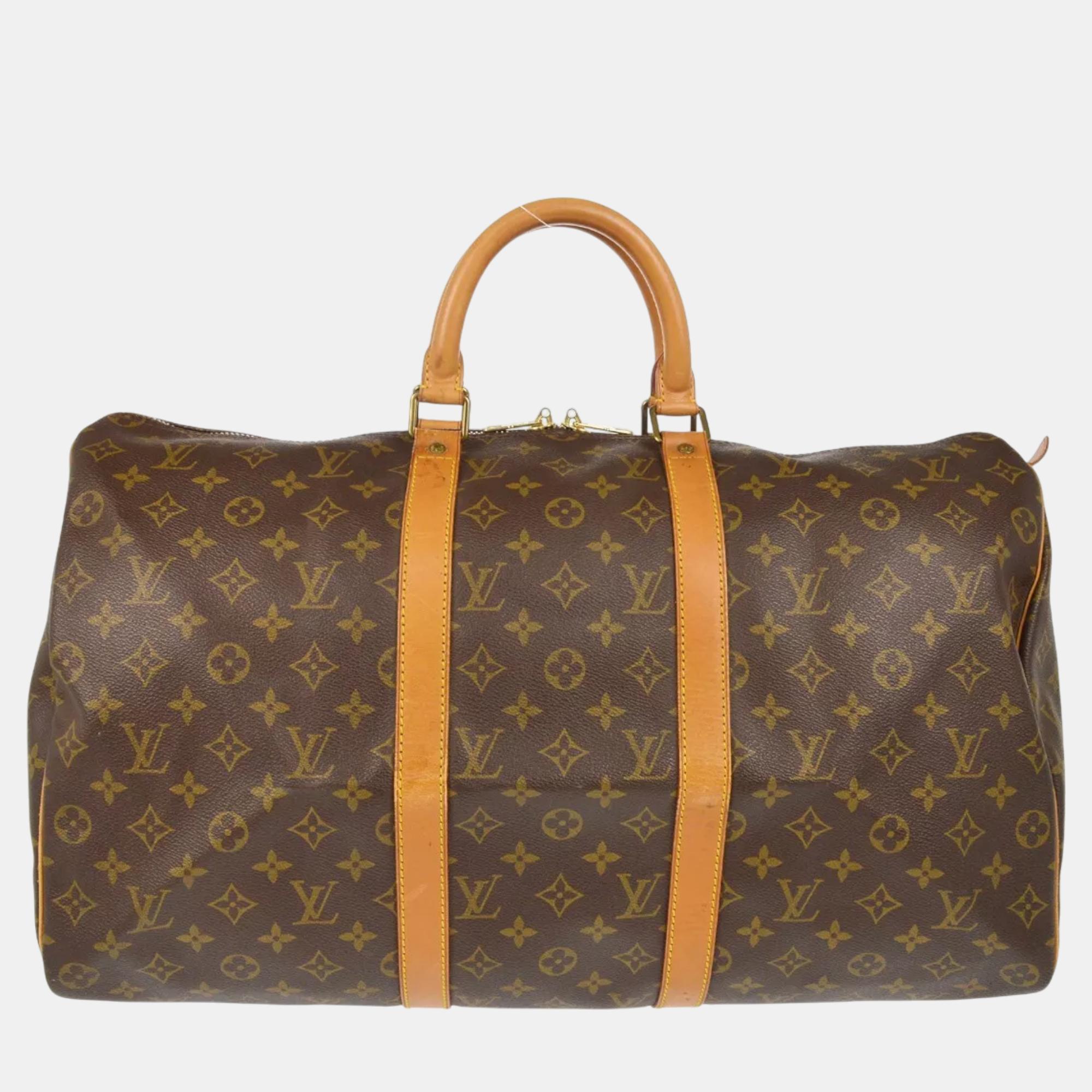 

Louis Vuitton Monogram Keepall 50 Duffle Travel Handbag, Brown