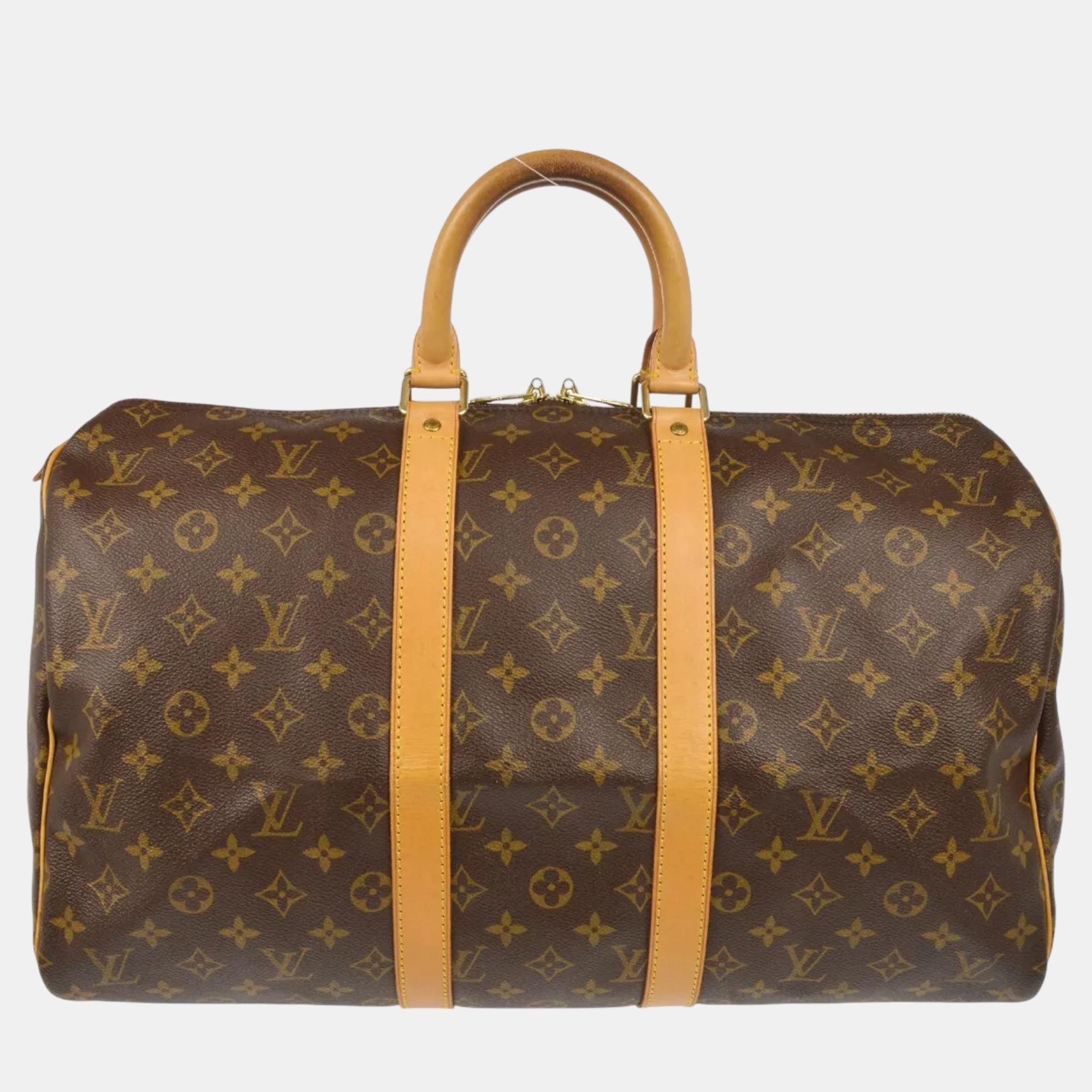 

Louis Vuitton Monogram Keepall 45 Travel Duffle Handbag, Brown