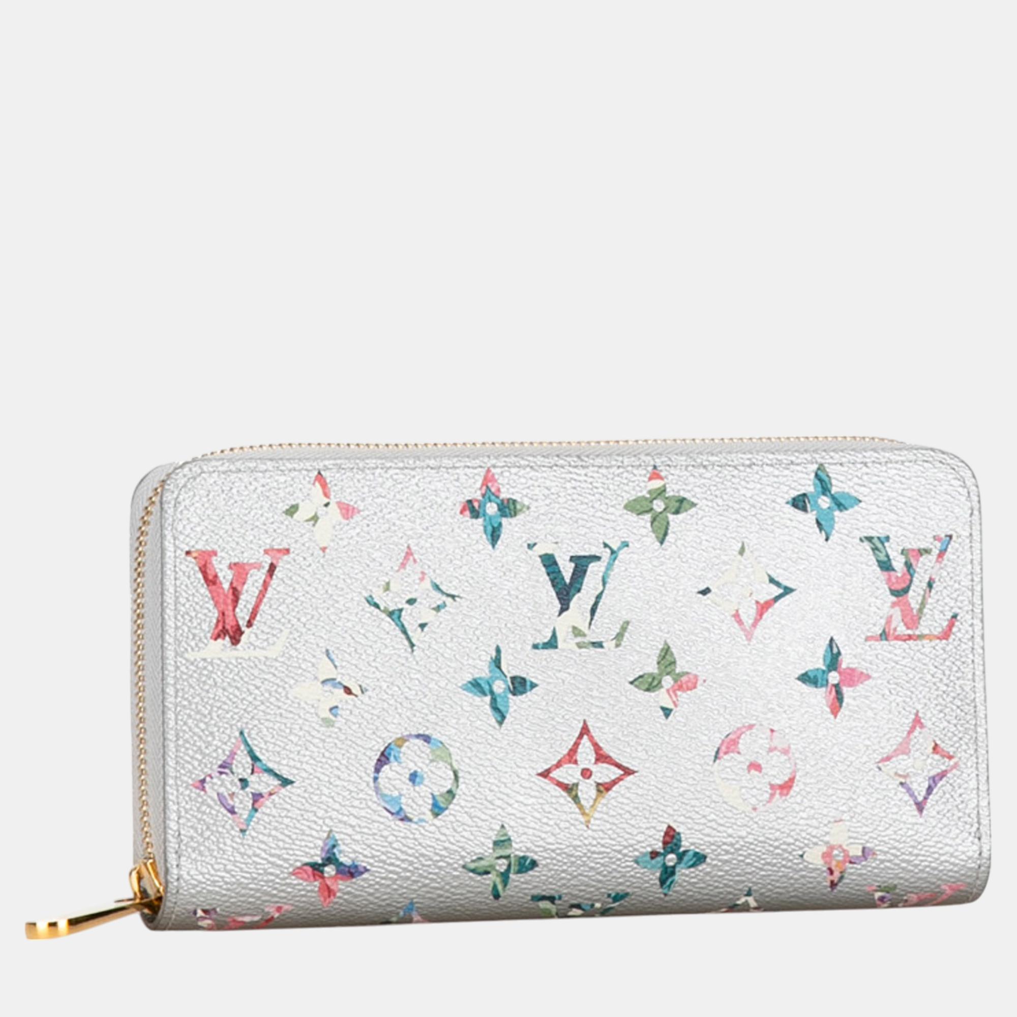 

Louis Vuitton Silver Metallic Monogram Garden Zippy Wallet