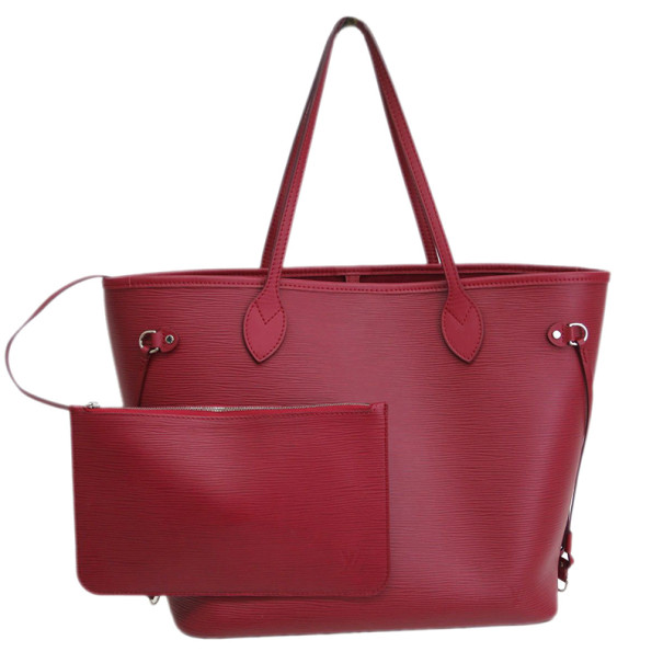 Pre Owned Louis Vuitton Red Epi Leather Neverfull MM