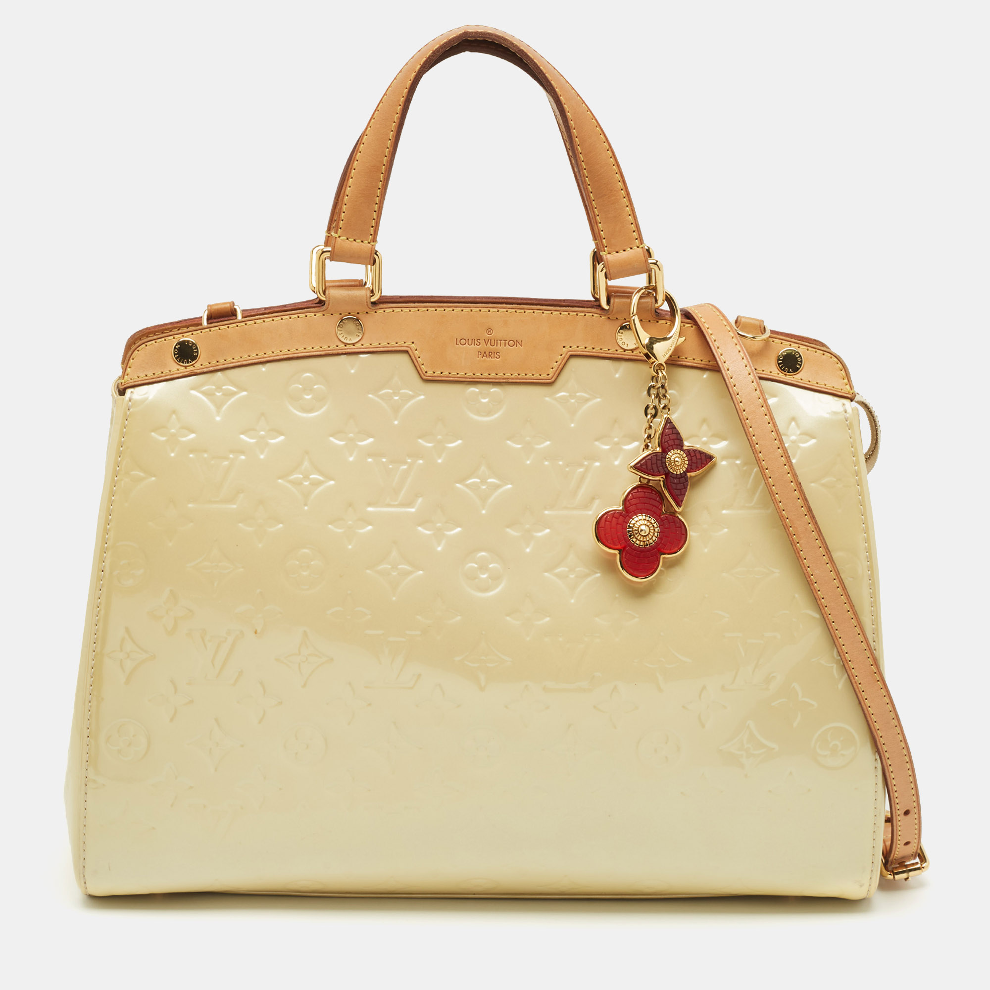 

Louis Vuitton Blanc Corail Monogram Vernis Brea GM Bag, Cream