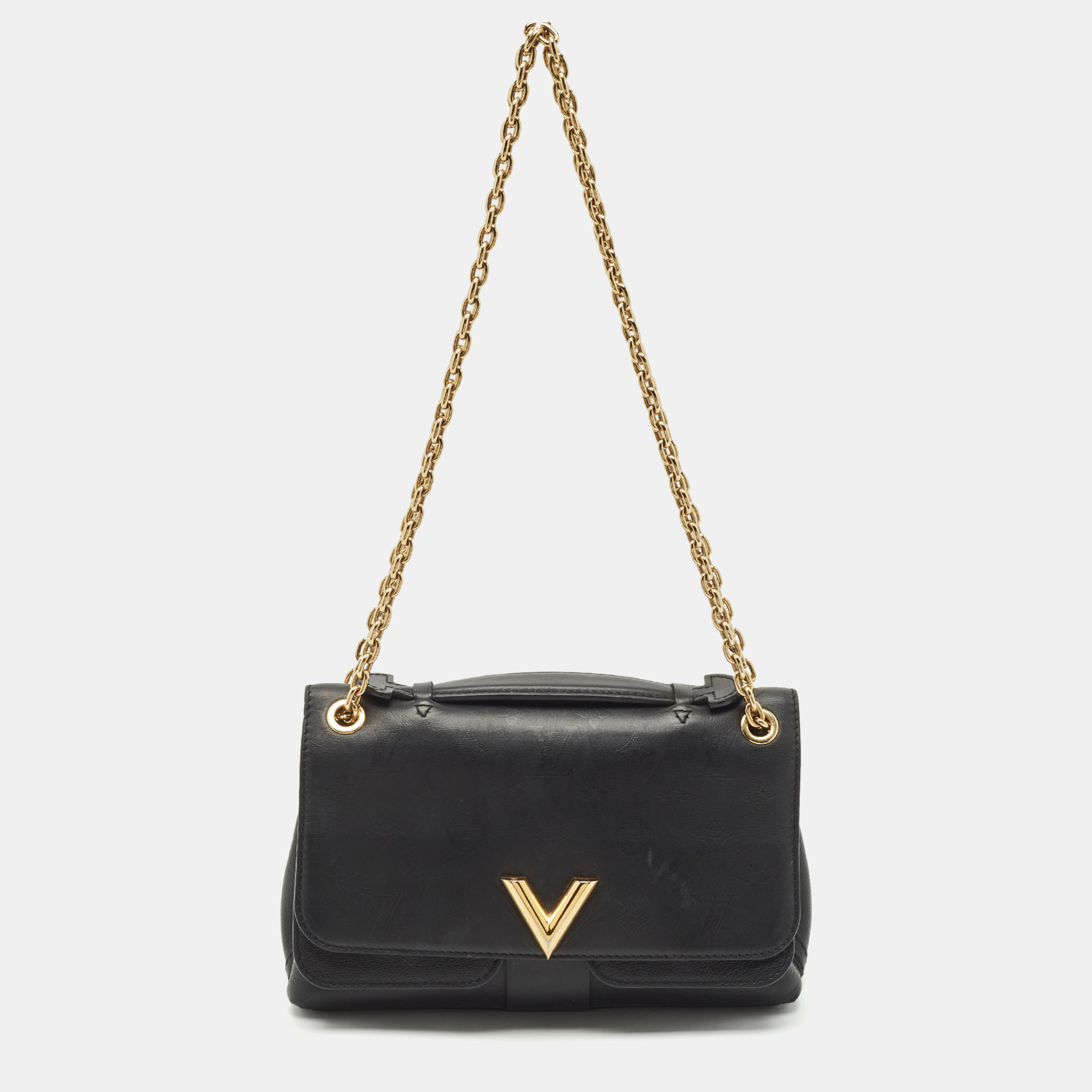

Louis Vuitton Black Monogram Leather Very Chain Bag