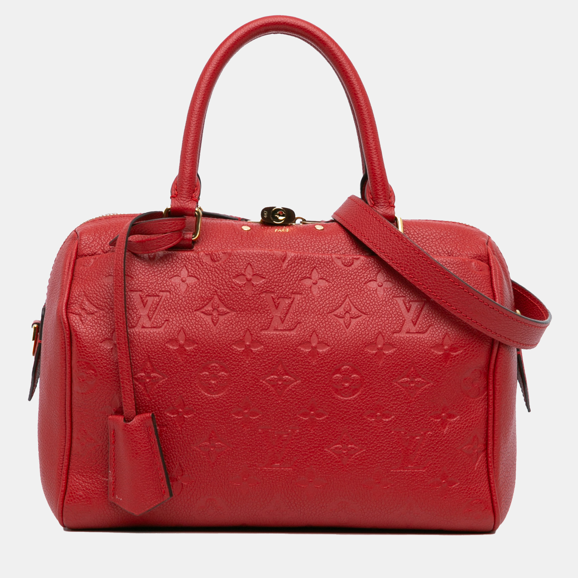 

Louis Vuitton Red Monogram Empreinte Speedy Bandouliere 25