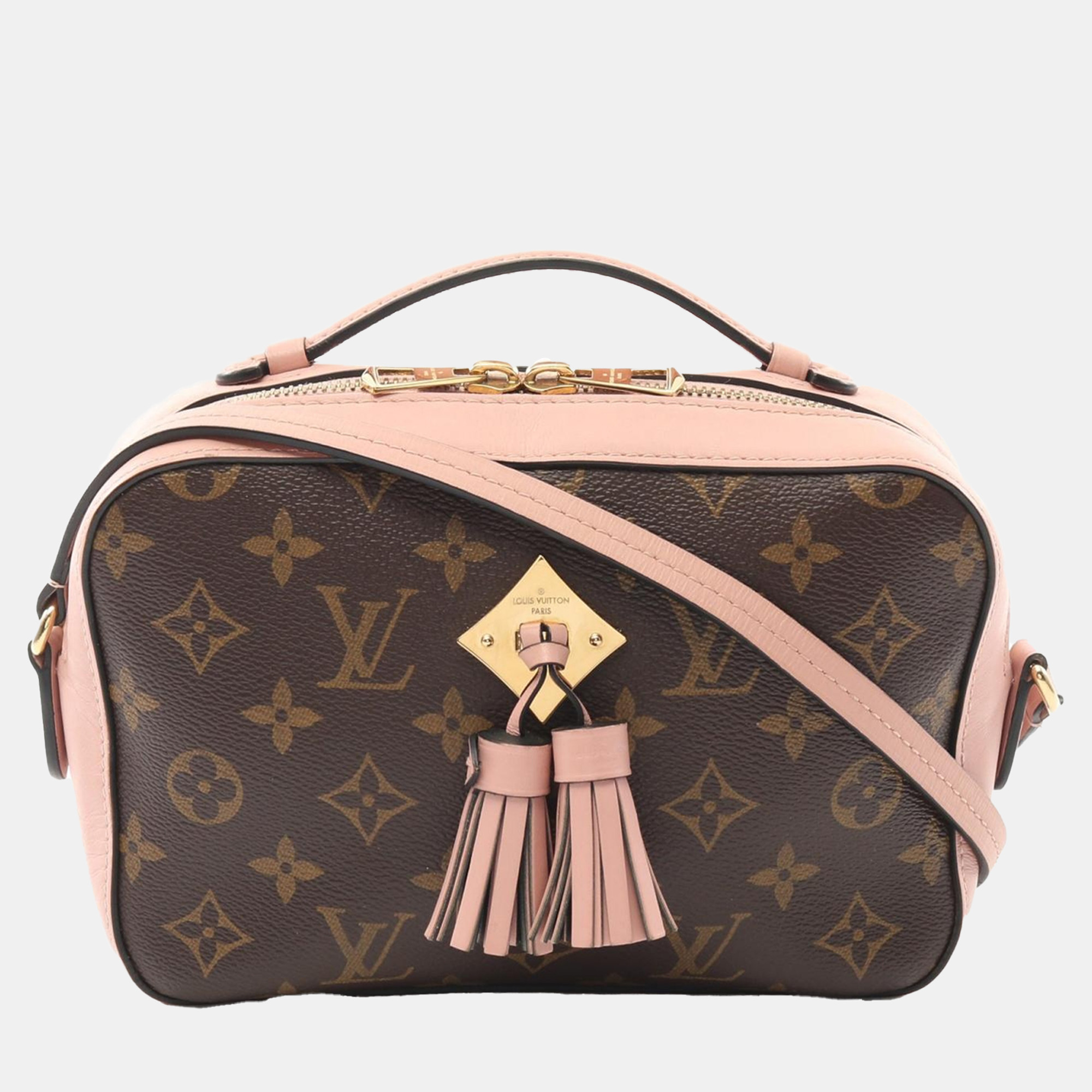 Pre-owned Louis Vuitton Saintonge Shoulder Bag Monogram Canvas Brown Pink