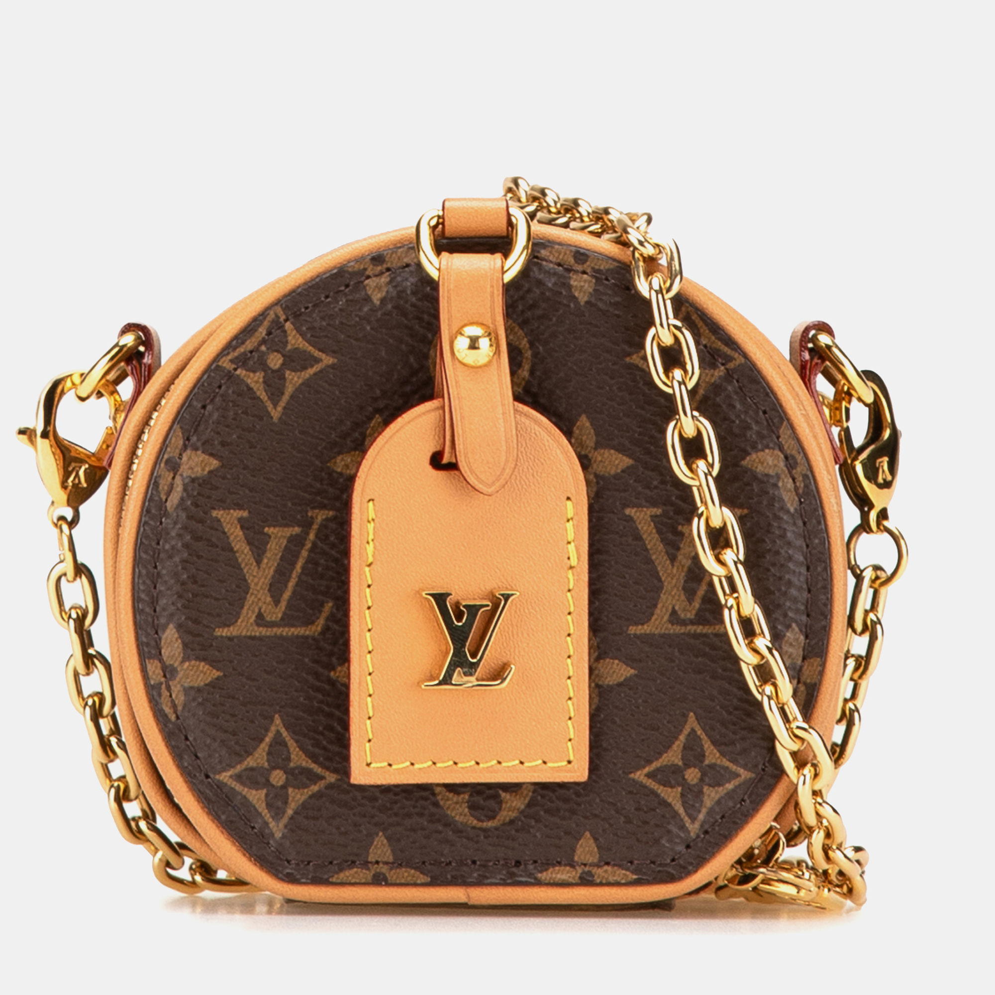 Pre-owned Louis Vuitton Brown Monogram Mini Boite Chapeau Necklace Bag