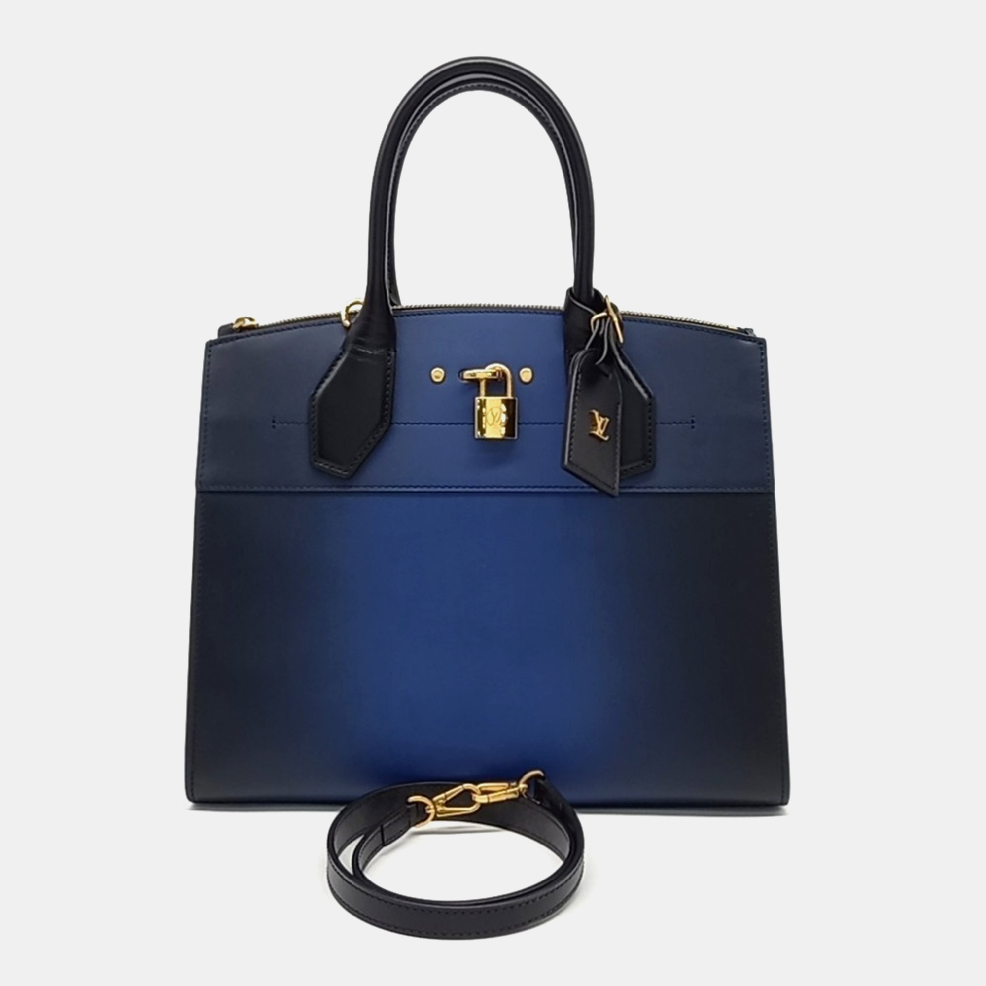 

Louis Vuitton Black Blue Leather City Steamer MM bag