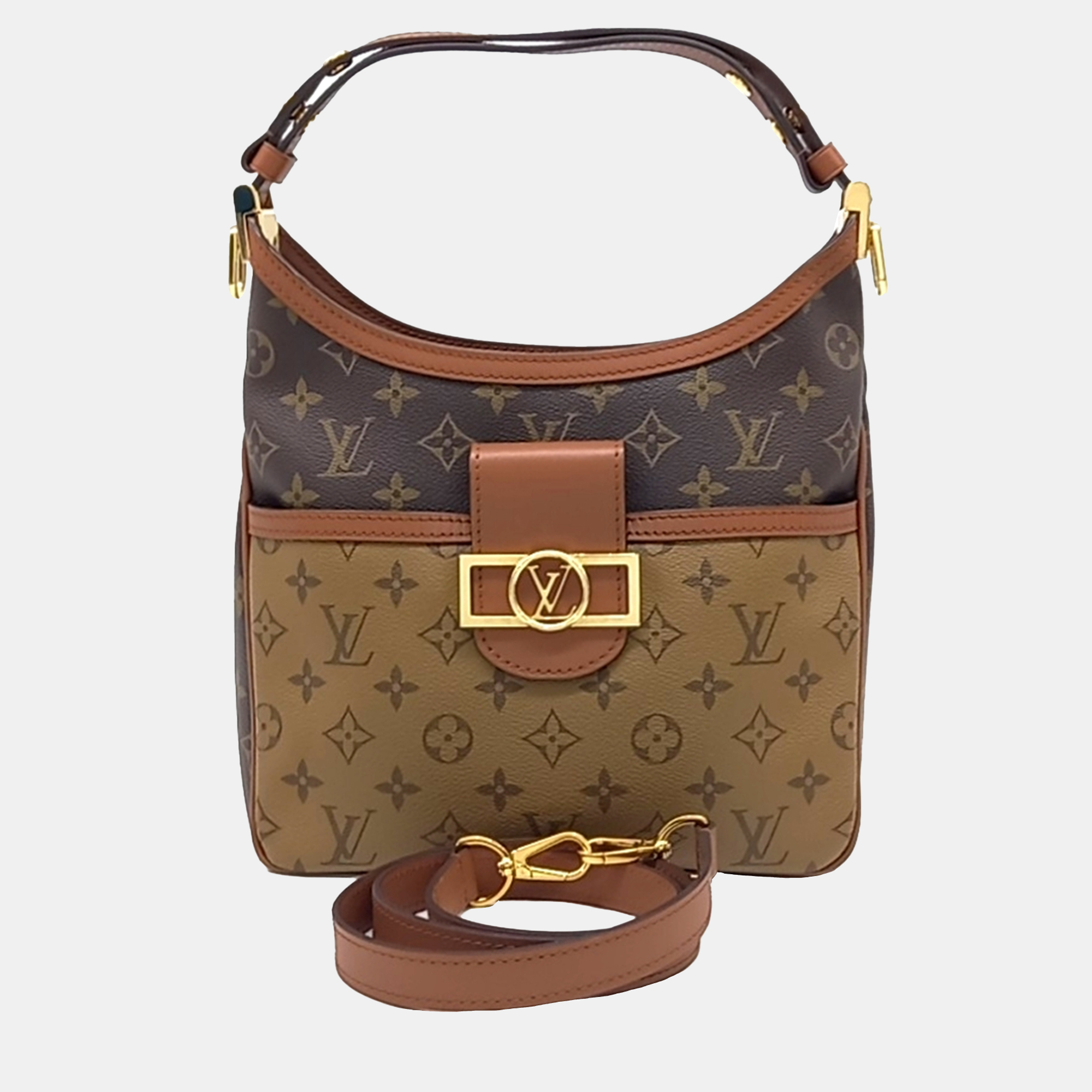 

Louis Vuitton Brown Coated Canvas Hobo Dauphin BB bag