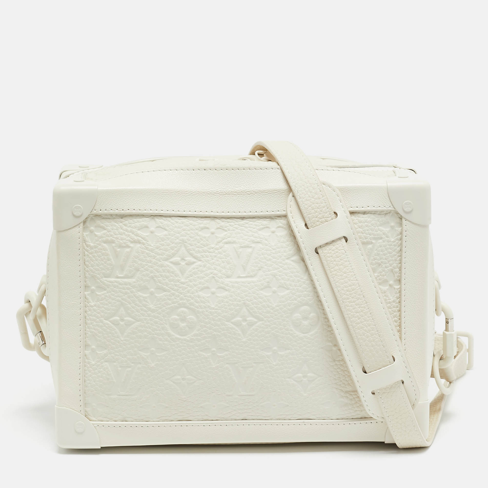 

Louis Vuitton Powder White Monogram Taurillon Leather Soft Trunk Bag