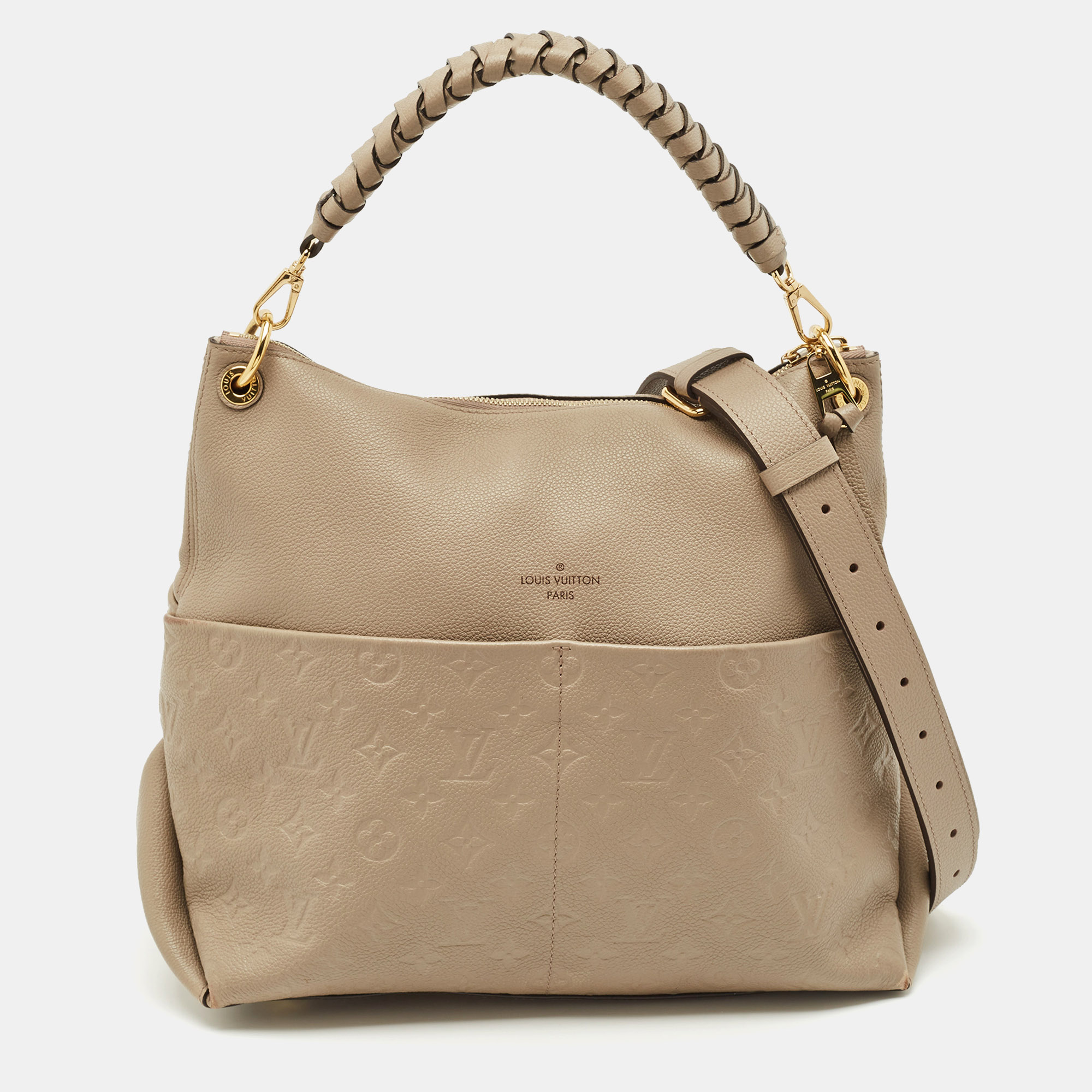 

Louis Vuitton Tourterelle Monogram Empreinte Leather Maida Bag, Beige