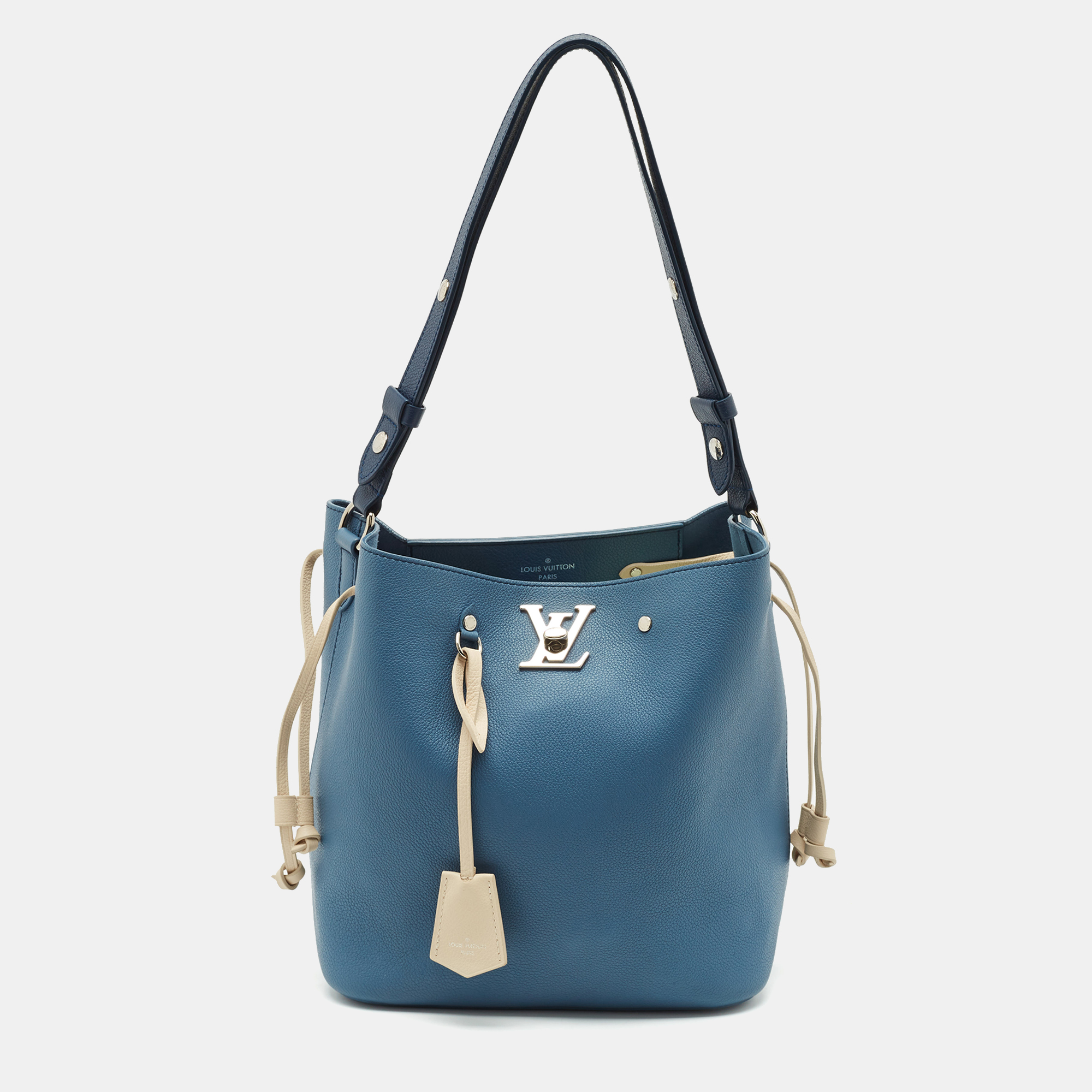 

Louis Vuitton Blue Jean Leather Lockme Bucket Bag