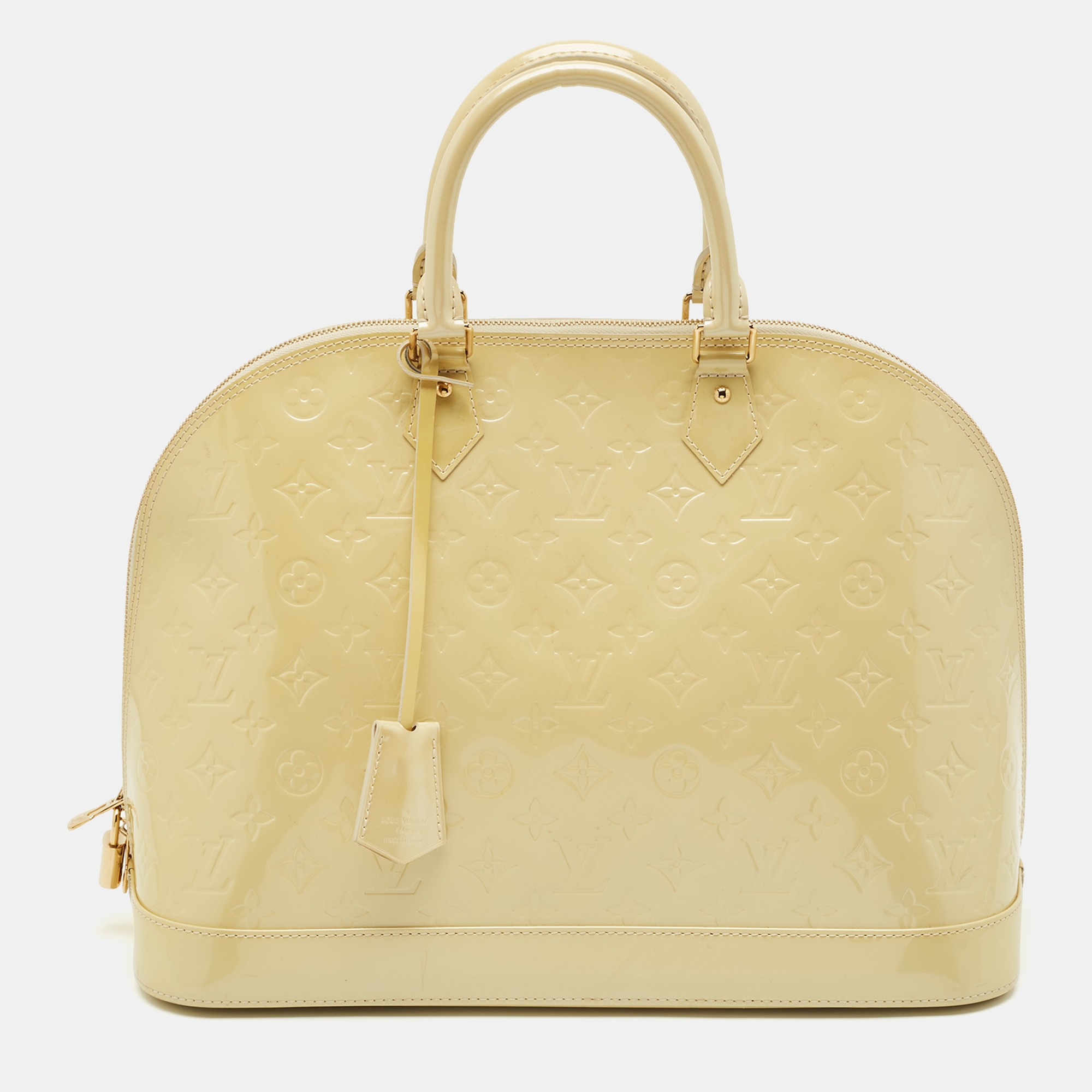 

Louis Vuitton Blanc Corail Monogram Vernis Alma GM Bag, Cream