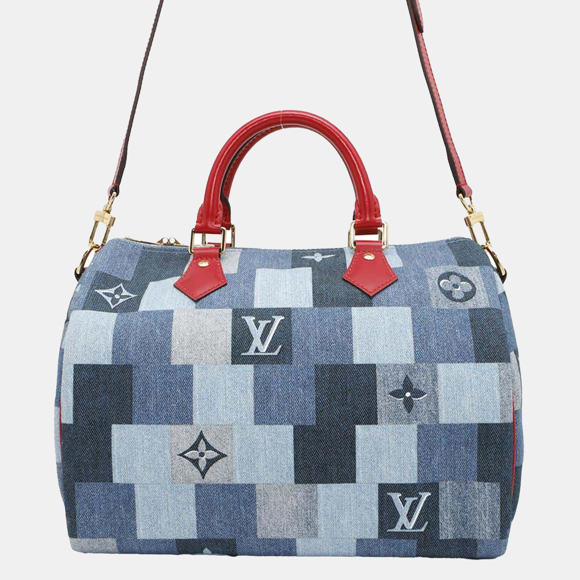 

Louis Vuitton Blue/Red Monogram Denim Speedy Bandouliere 30