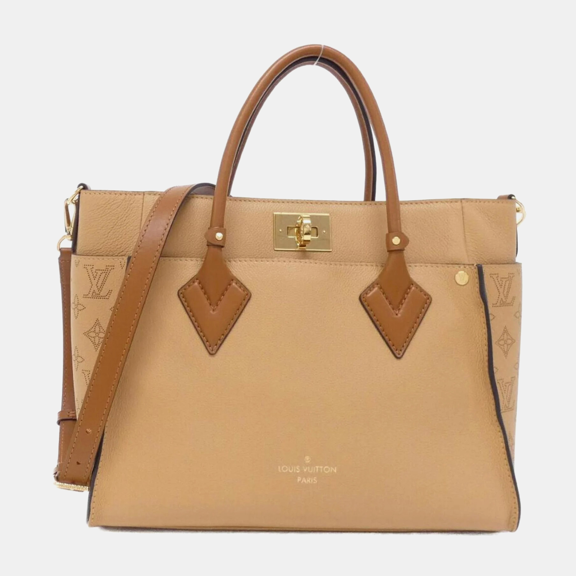 

Louis Vuitton Leather Mahina On My Side MM Handbag, Brown