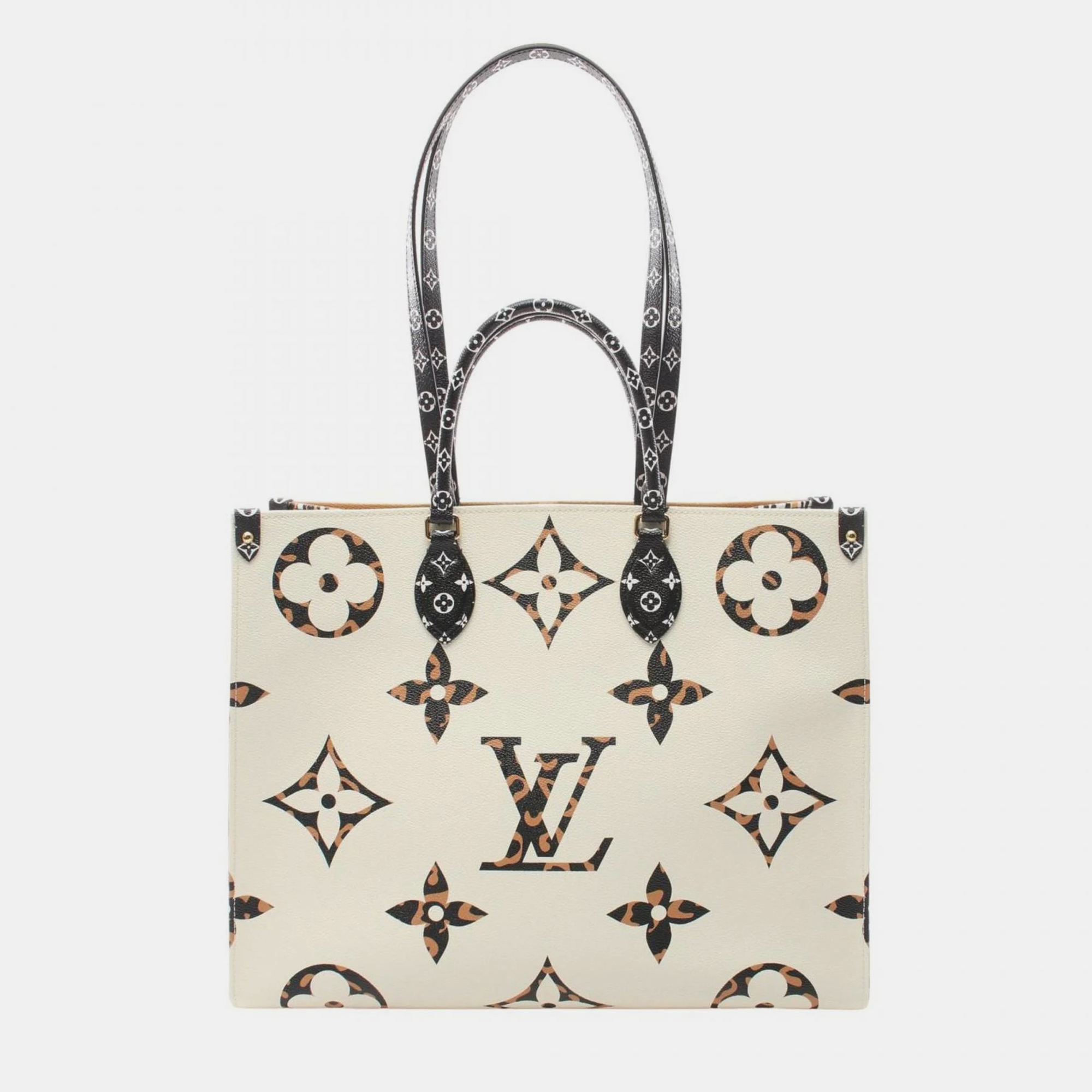 

Louis Vuitton White Brown Monogram Jungle OnTheGo GM Tote Bag
