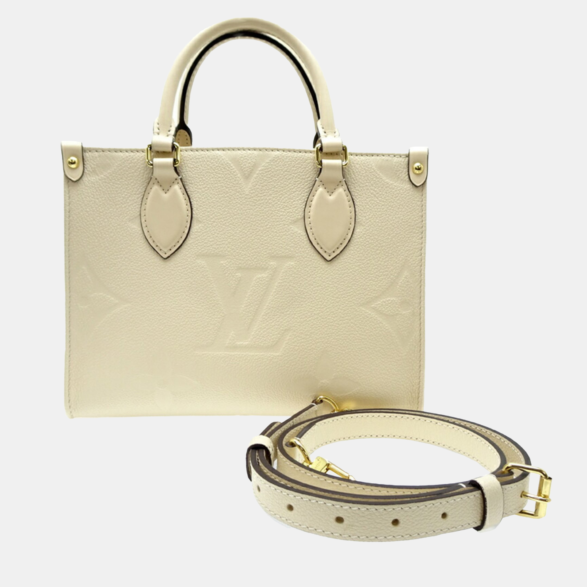 

Louis Vuitton Creme Monogram Empreinte On The Go Pm Handbag, Cream