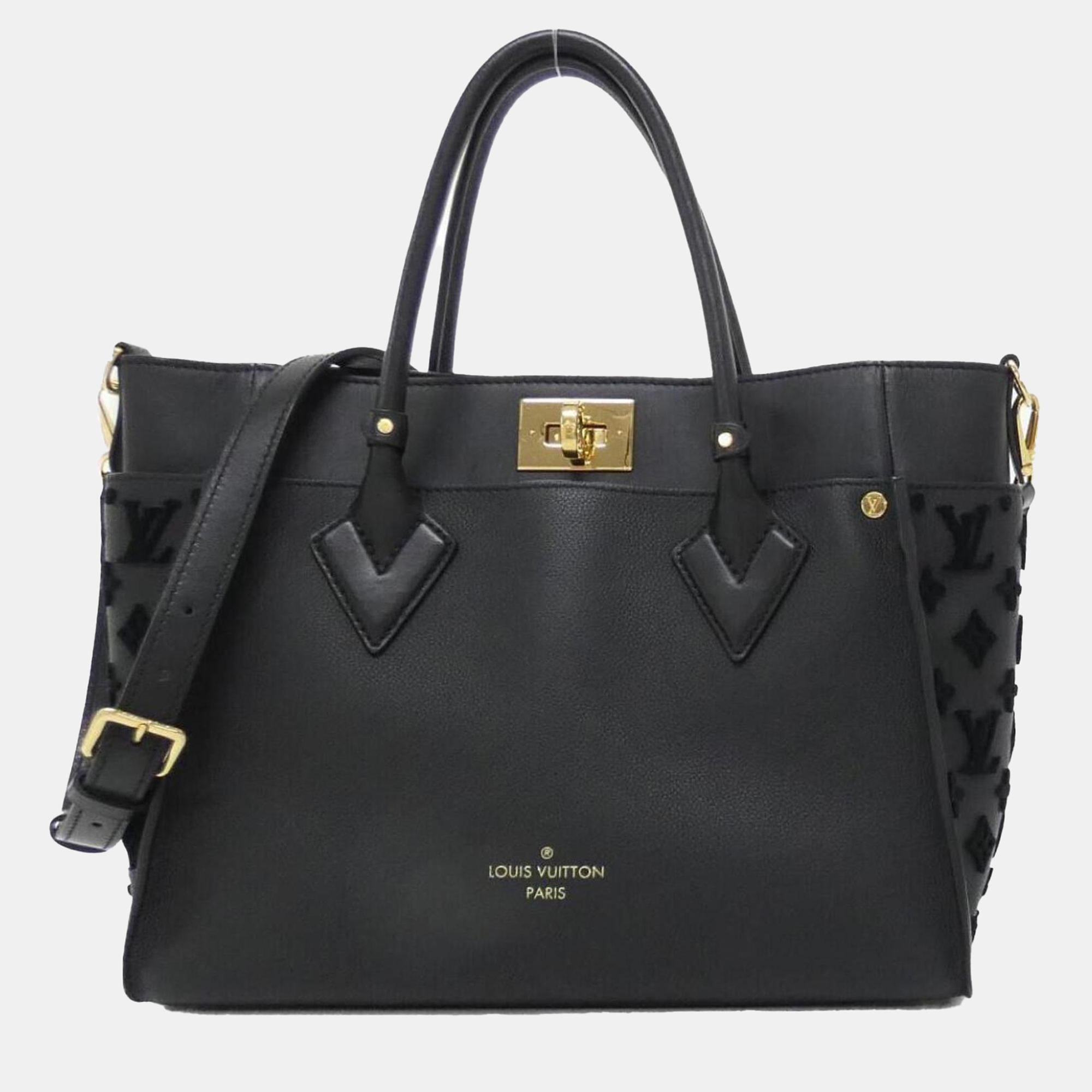 

Louis Vuitton Black Monogram Leather On My Side MM Handbag