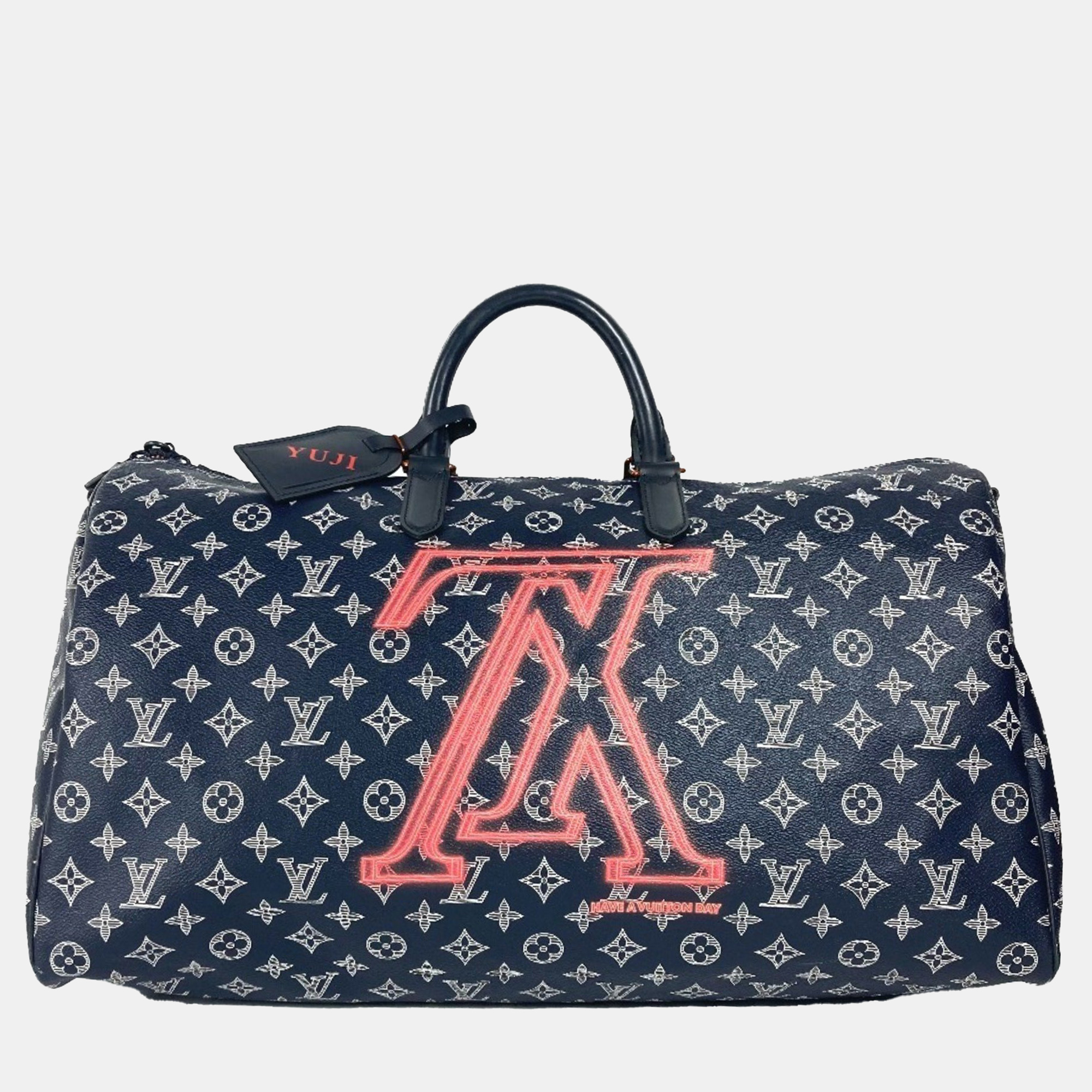 

Louis Vuitton Navy Monogram Canvas Ink Upside Down Keepall Bandouliere 50 Travel Bag, Navy blue