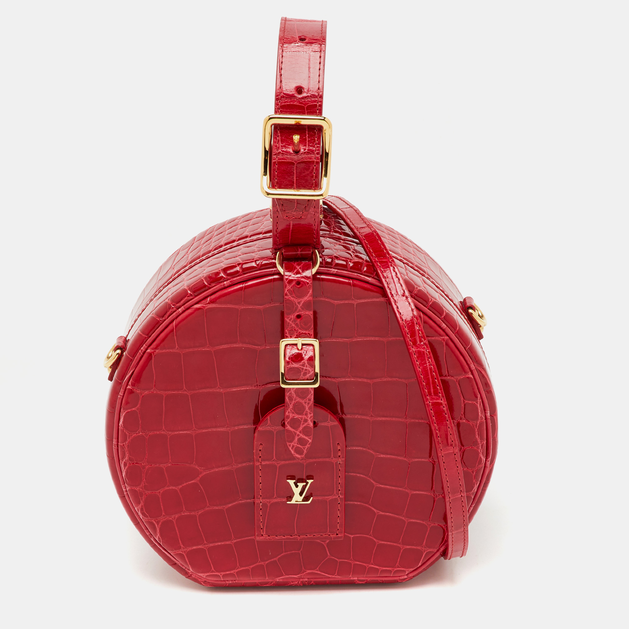 

Louis Vuitton Red Crocodile Petite Boite Chapeau Bag