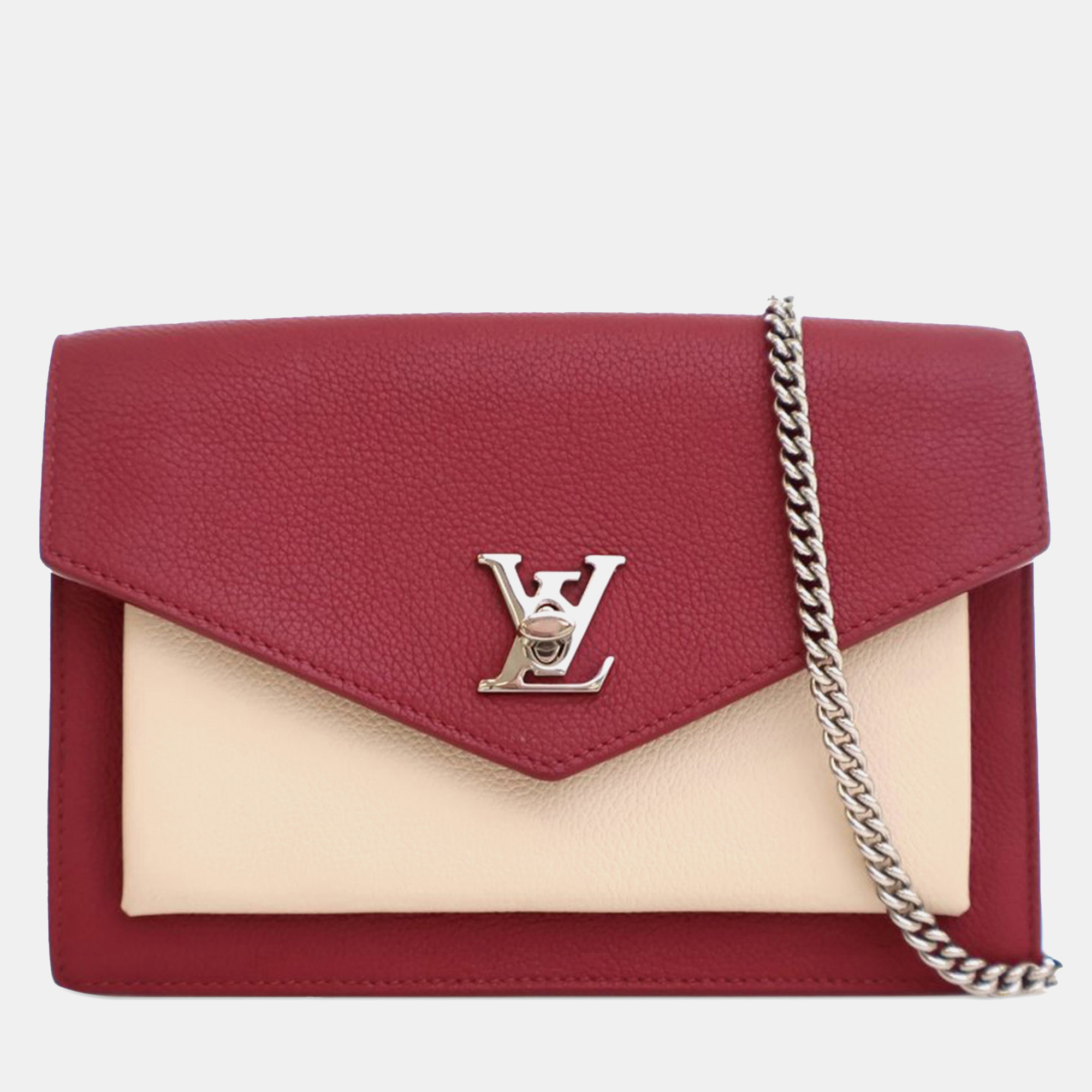 

Louis Vuitton Red Bicolor Leather MyLockMe Chain Pochette