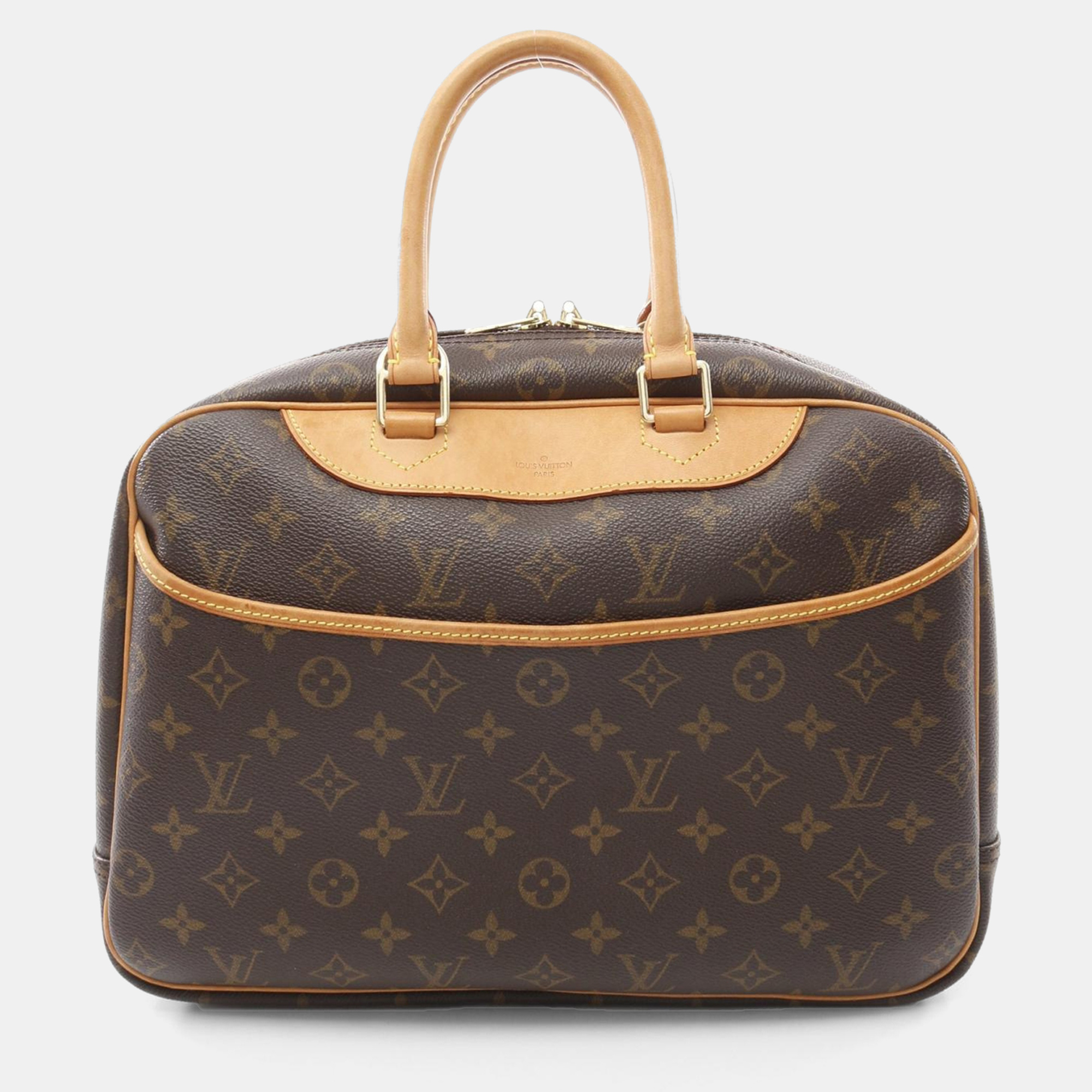 

Louis Vuitton Deauville Bowling Vanity Handbag Monogram Canvas, Brown