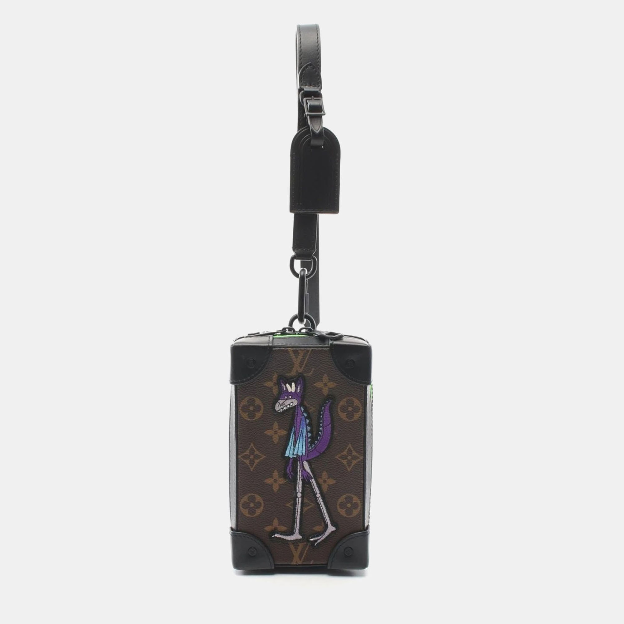 

Louis Vuitton Black Brown Monogram Macassar Soft Trunk Phone Box Bag