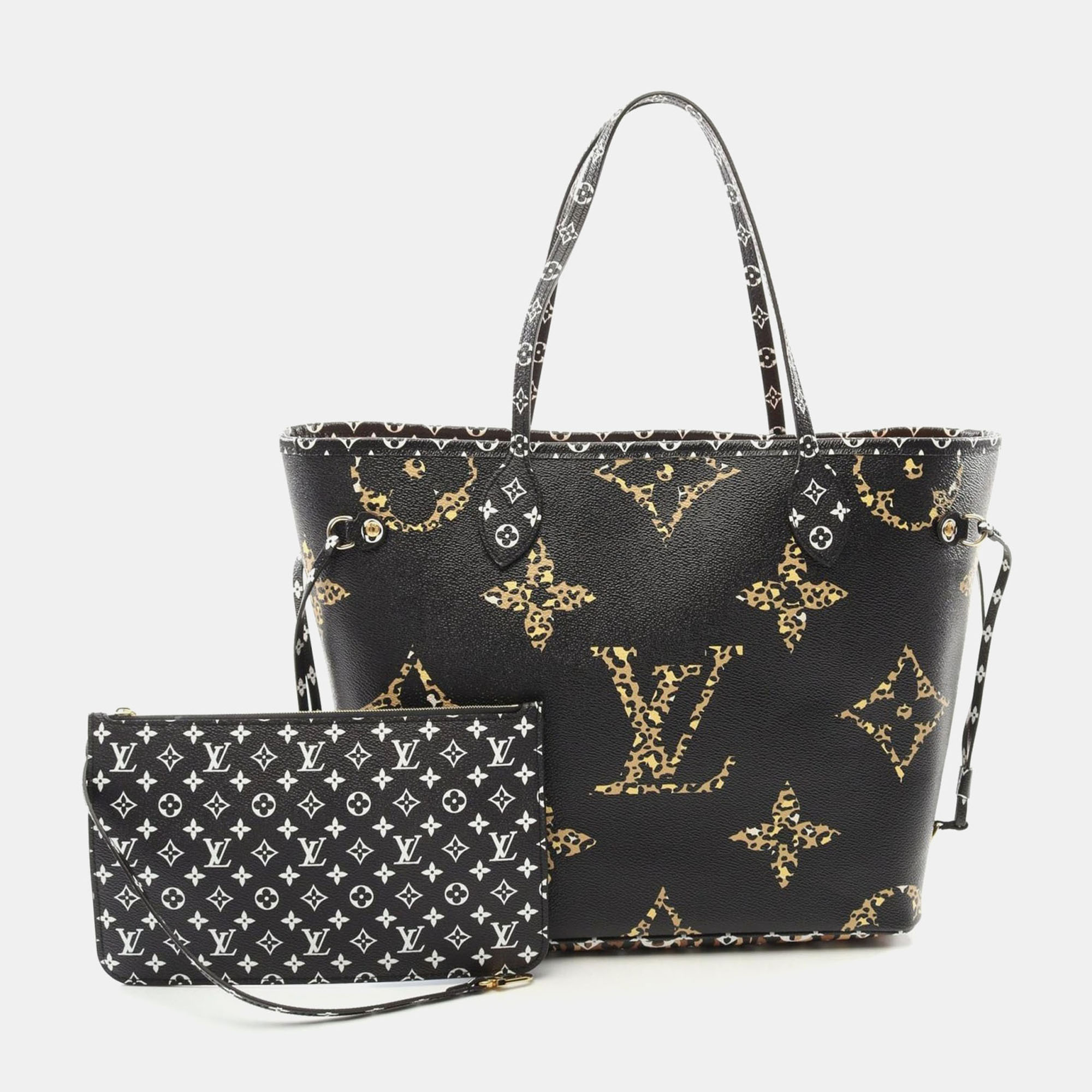

Louis Vuitton Brown Black Monogram Jungle Neverfull MM Tote Bag