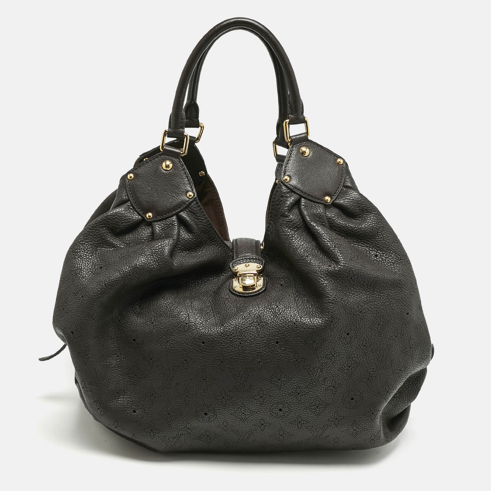 

Louis Vuitton Ebene Monogram Mahina Leather  Bag, Black