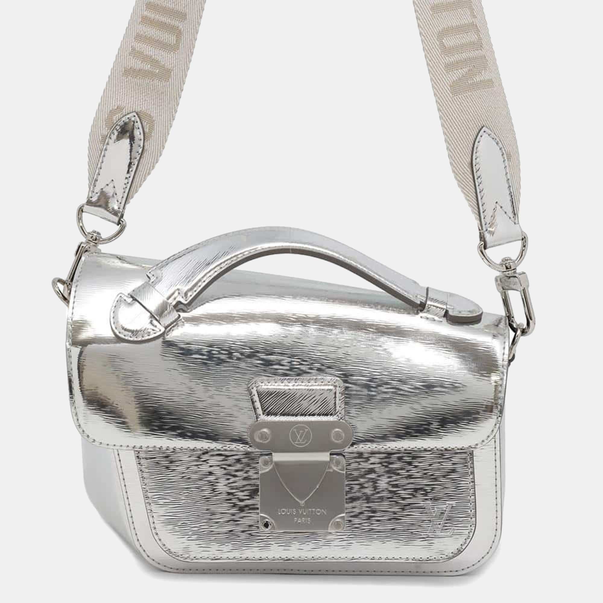 

Louis Vuitton Silver Leather Monceau Distorted Handbag