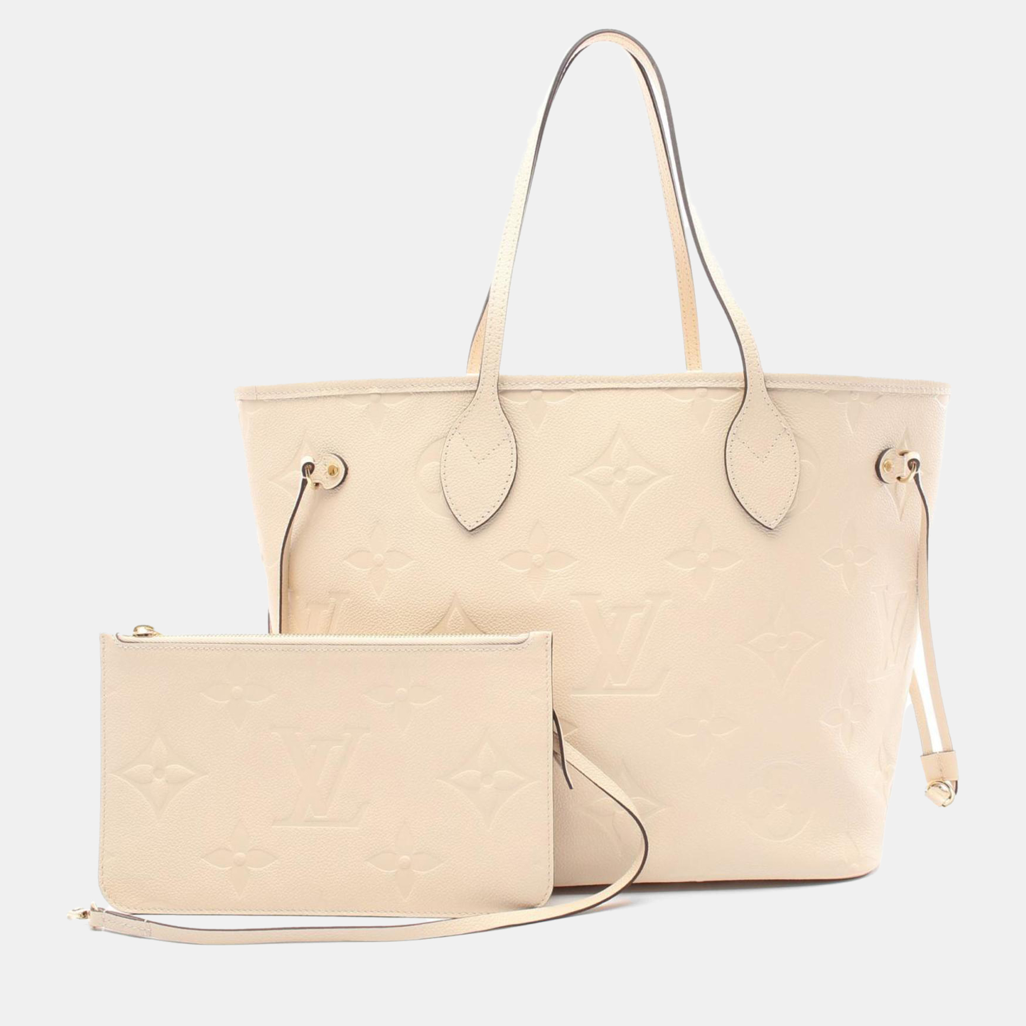 

Louis Vuitton Neverfull Mm Tote Bag Leather Monogram Empreinte Ivory, Yellow