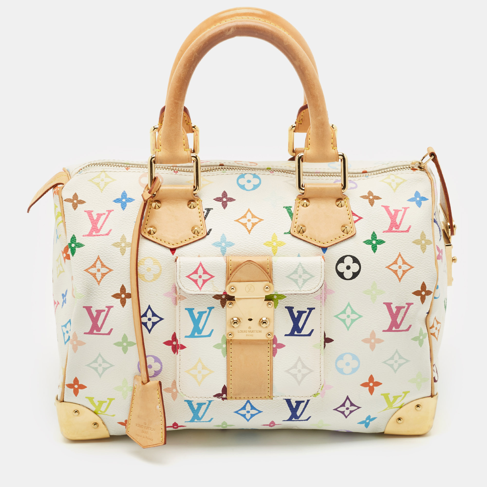 

Louis Vuitton White Monogram Multicolore Canvas Speedy 30 Bag