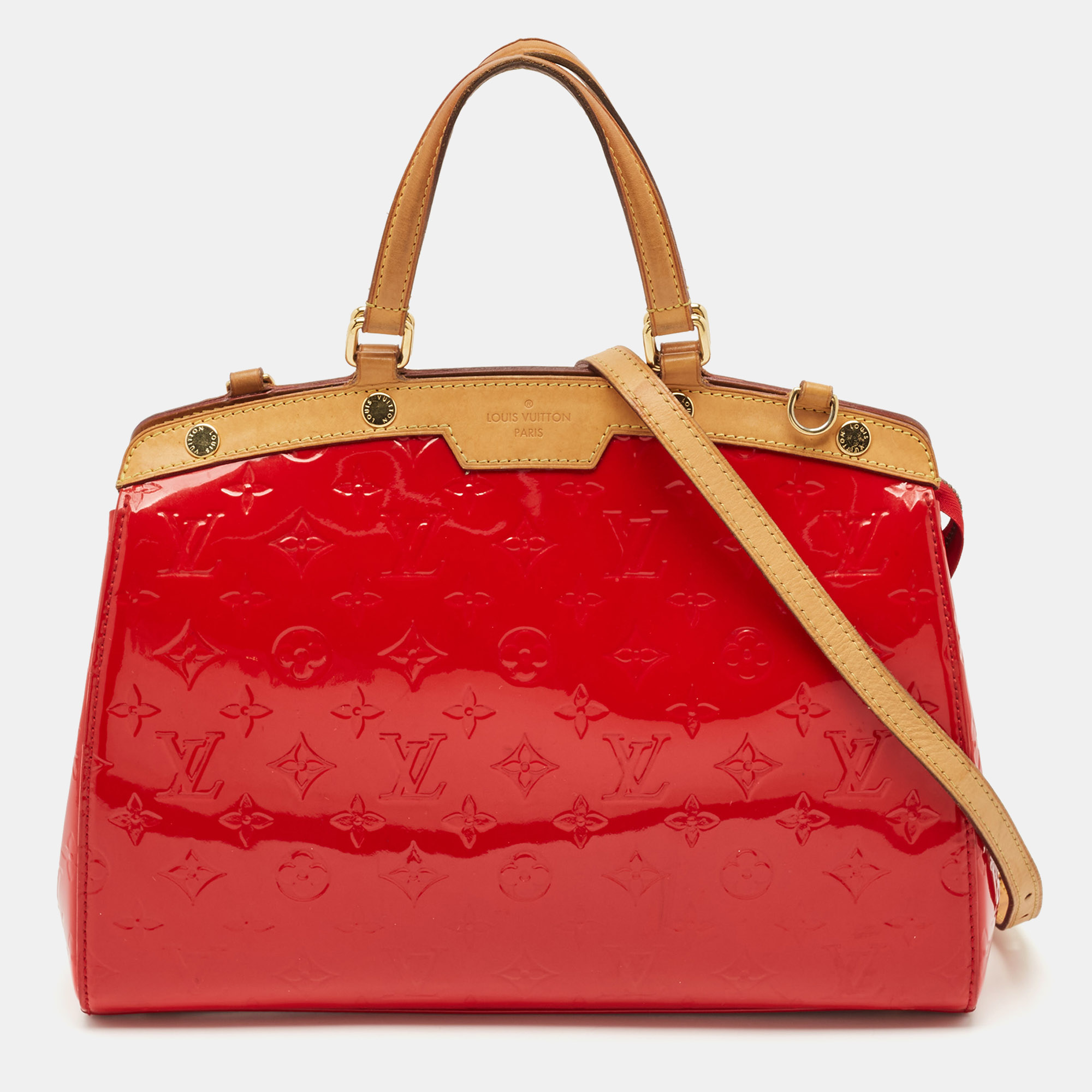 

Louis Vuitton Rouge Grenadine Monogram Vernis Brea MM Bag, Red