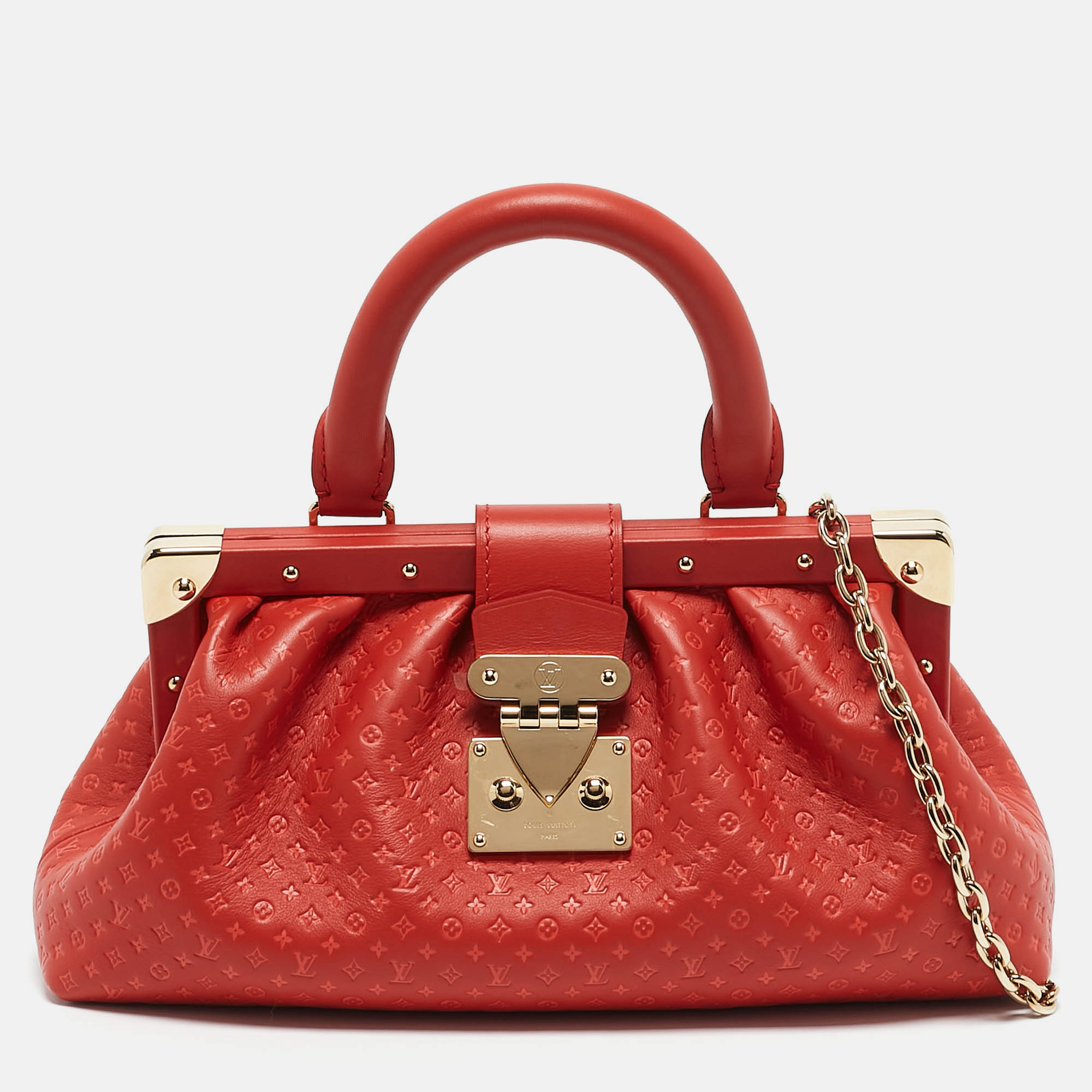 

Louis Vuitton Red Nanogram Leather Clutch