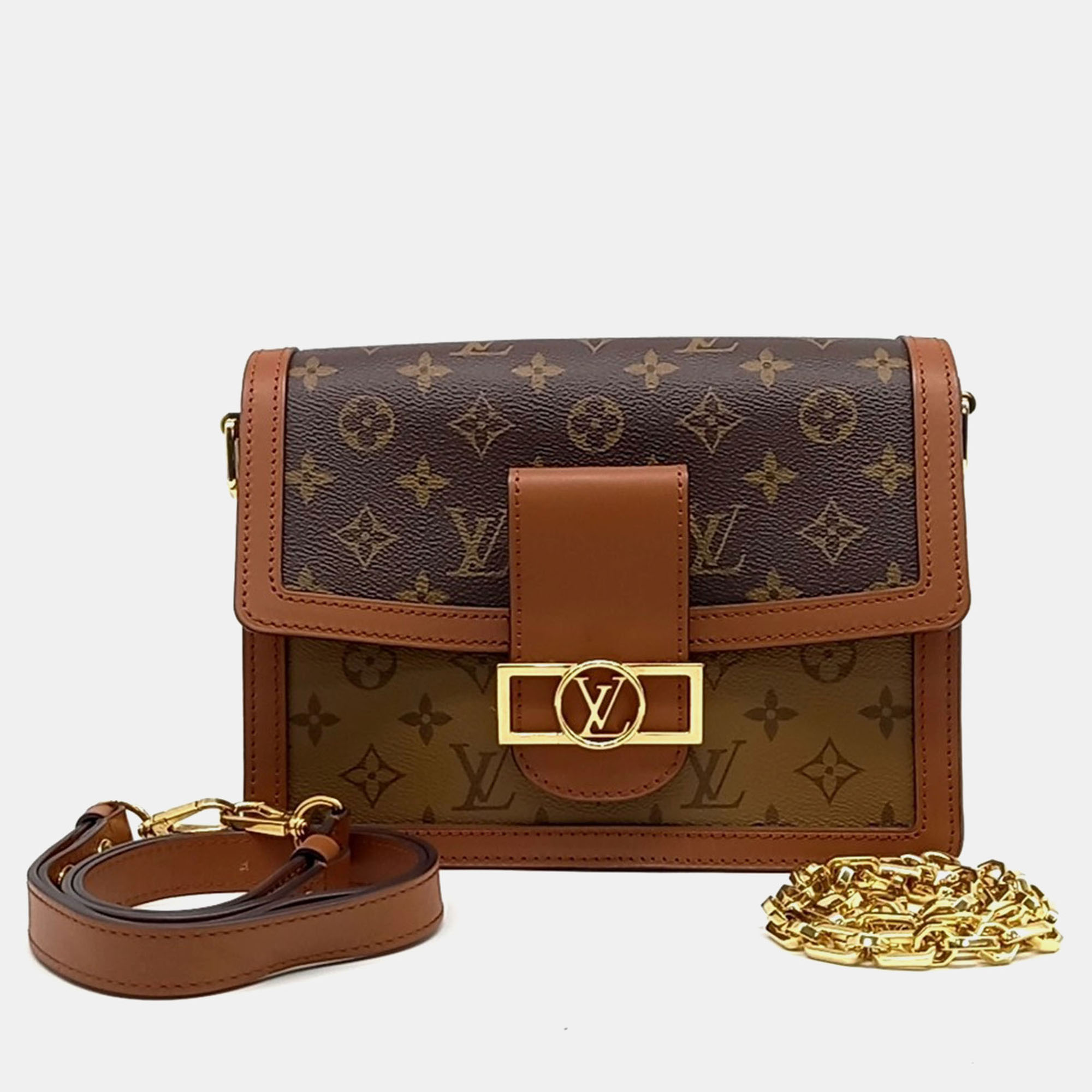 

Louis Vuitton Brown Coated Canvas Dauphine MM bag