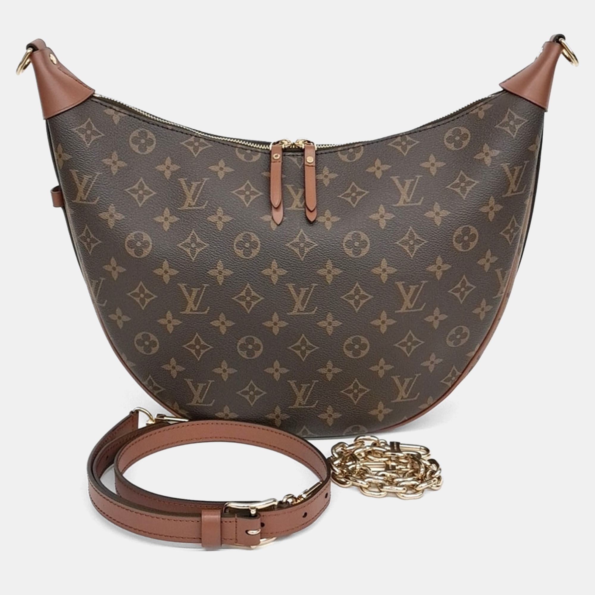 

Louis Vuitton Brown Coated Canvas loop hobo bag