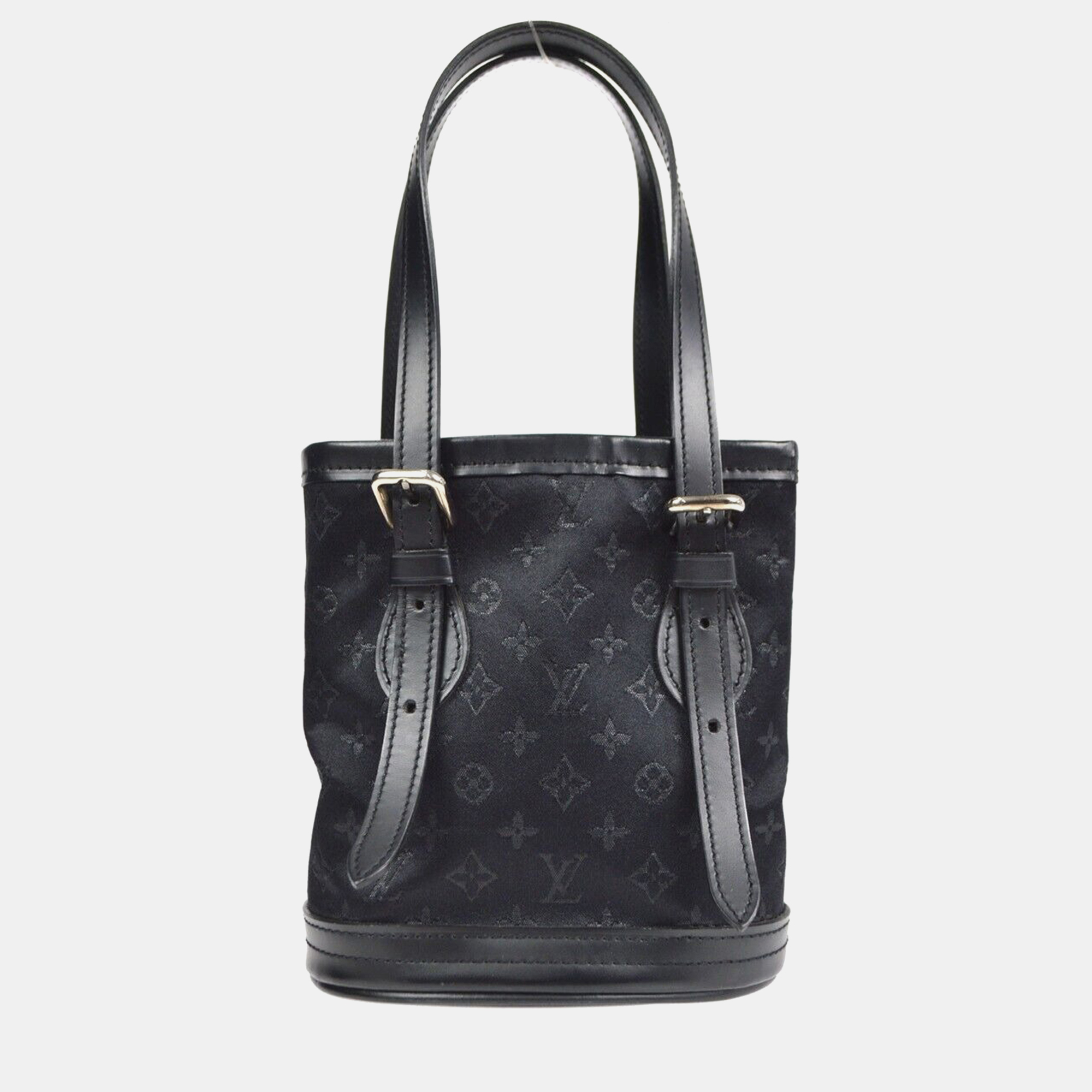 

Louis Vuitton Black Monogram Satin Little Bucket Handbag