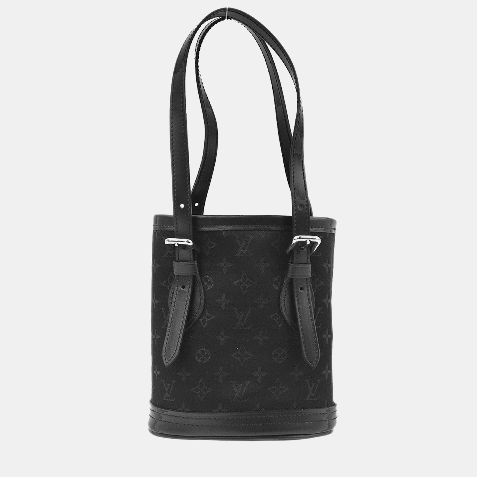 

Louis Vuitton Black Monogram Satin Little Bucket Handbag
