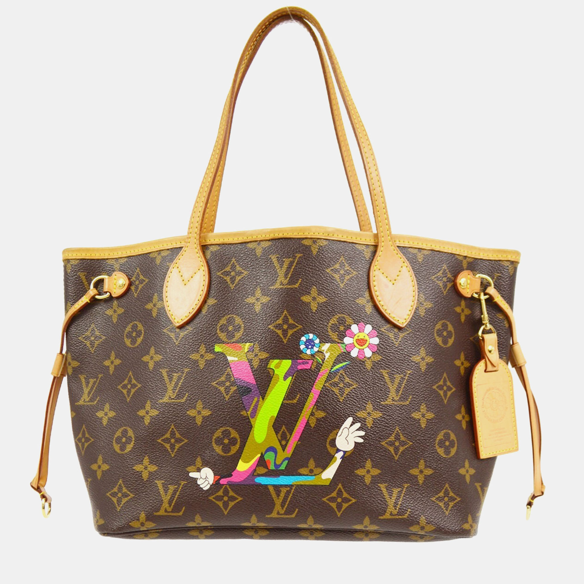 

Louis Vuitton Lv Hands Neverfull Pm Hand Tote Bag Murakami, Brown