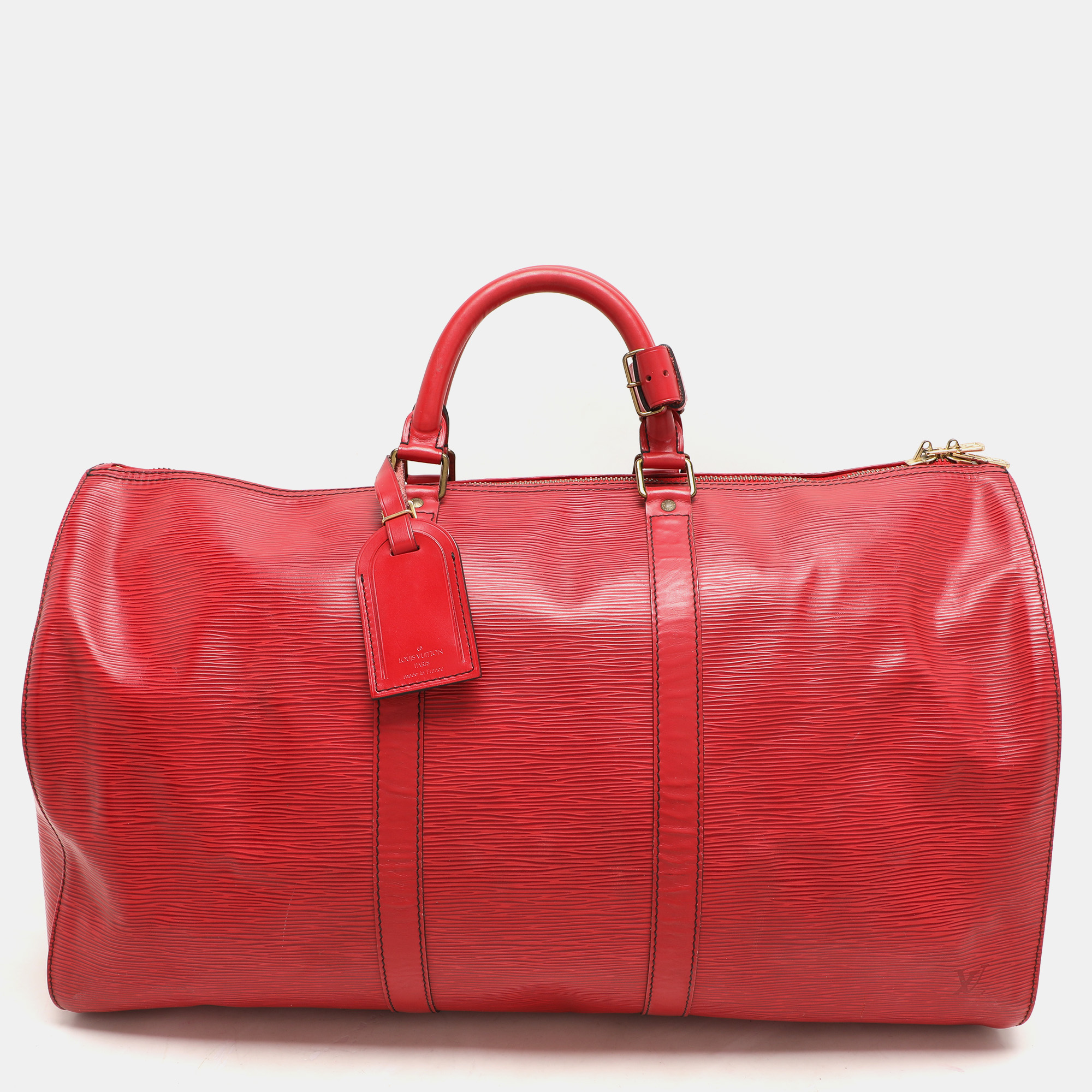

Louis Vuitton Red Epi Leather Keepall 50 Bag