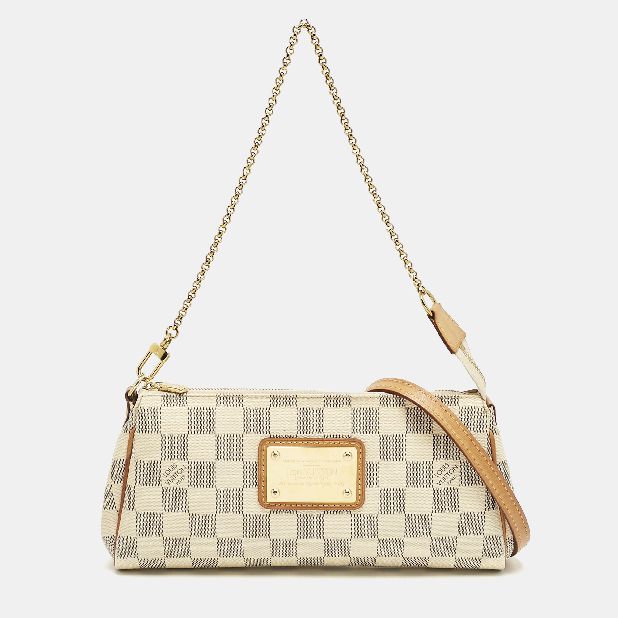 

Louis Vuitton Damier Azur Canvas Eva Clutch, White